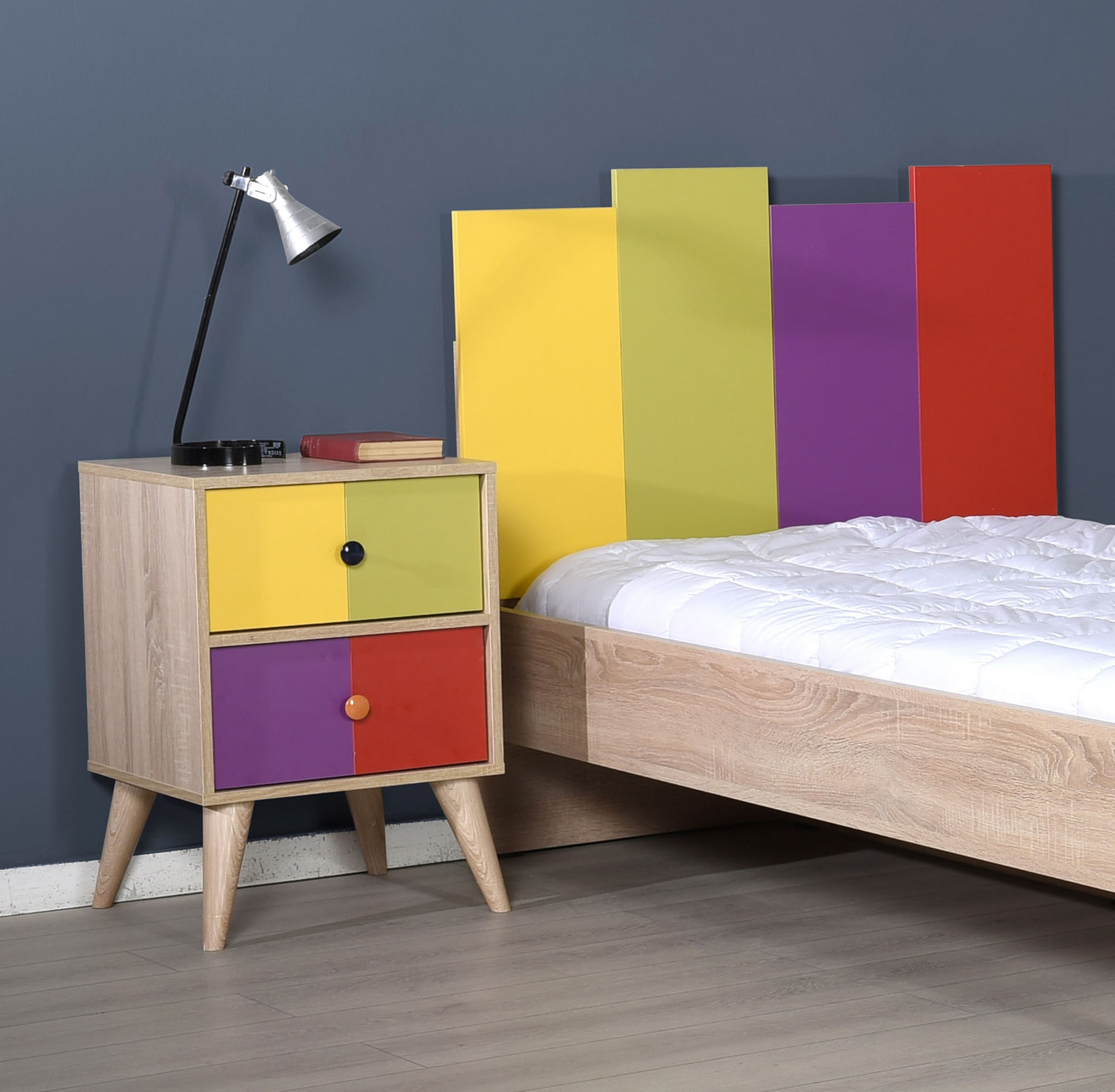 Noptiera, Hanah Home, pal melaminat, multicolor, 44x44x66 cm — imaginea 2