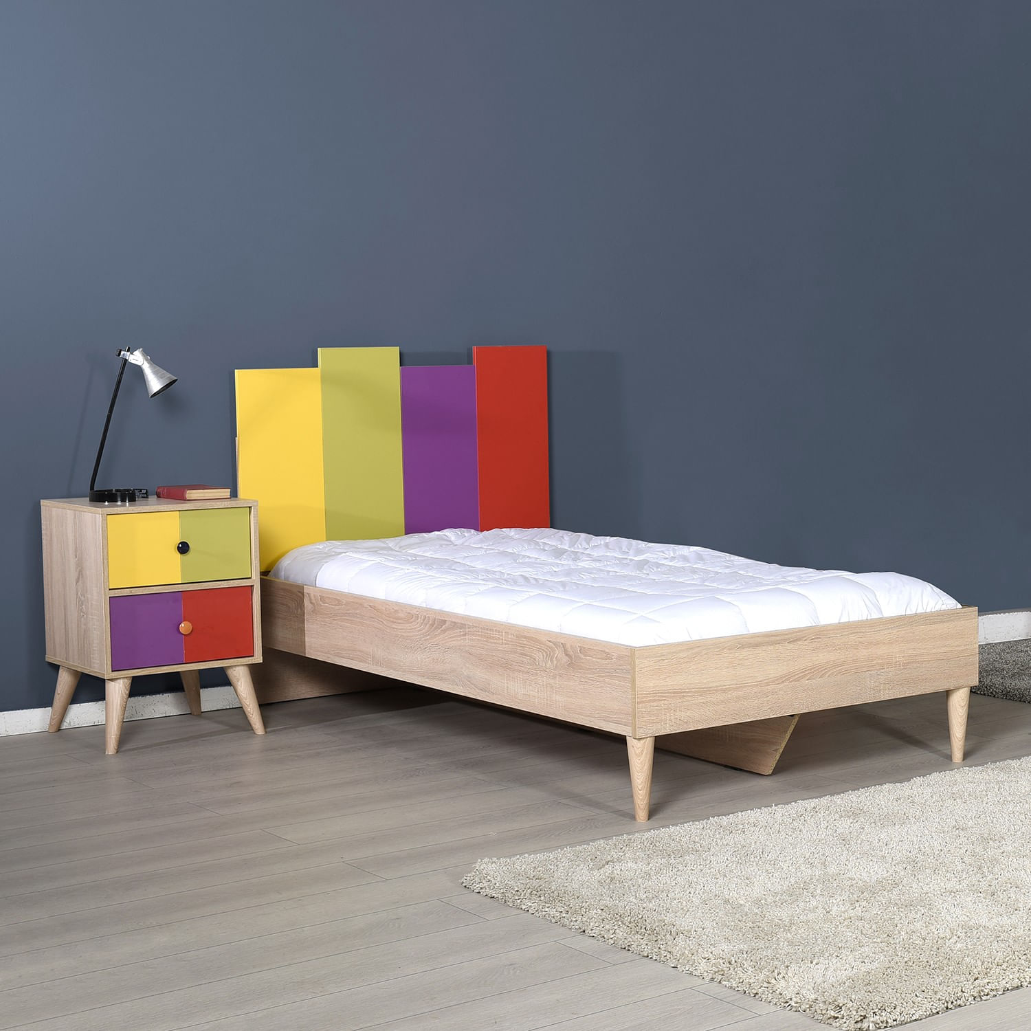 Noptiera, Hanah Home, pal melaminat, multicolor, 44x44x66 cm — imaginea 3