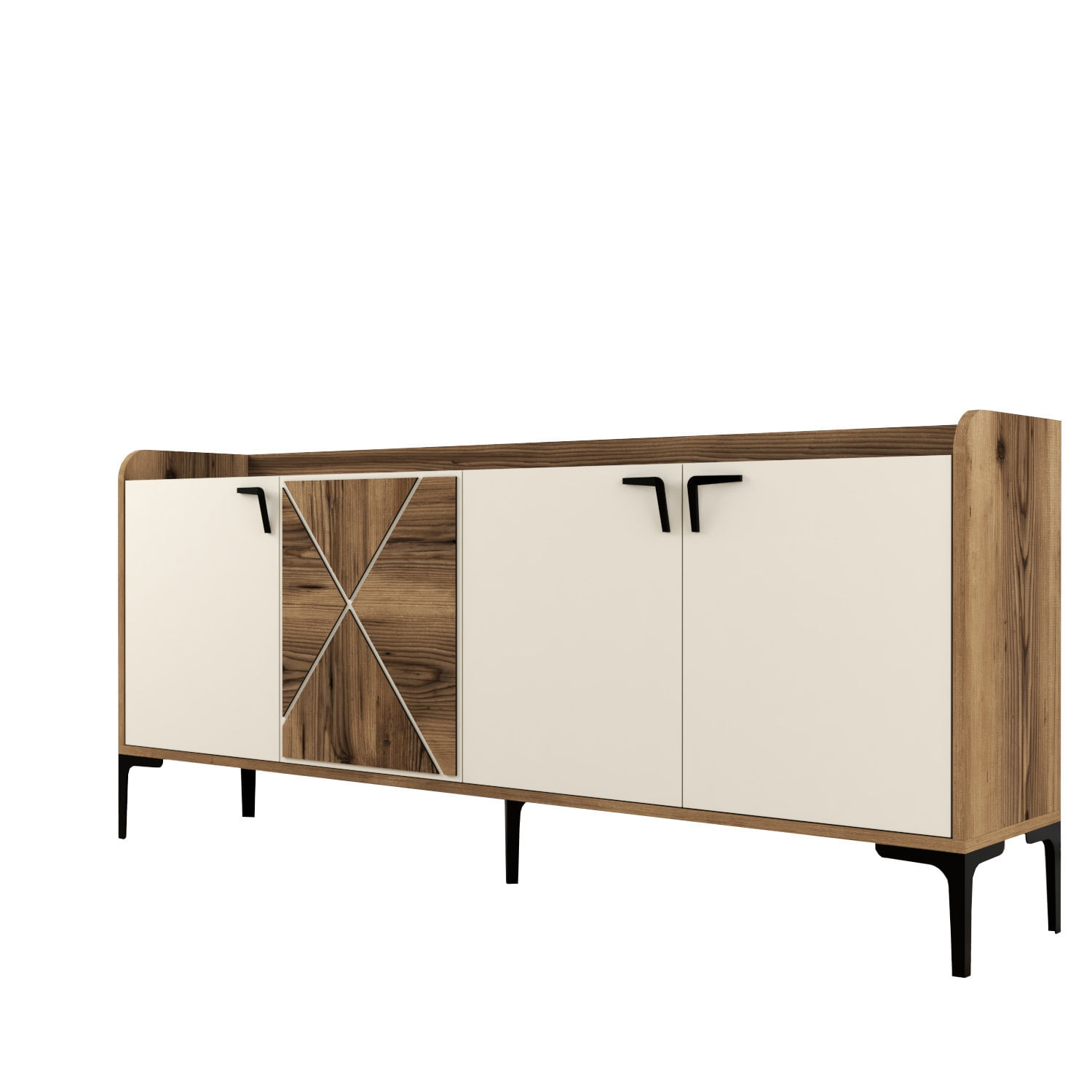 Consola, Hanah Home, panou aglomerat melaminat, nuc crem, 180x35x78 cm — imaginea 7