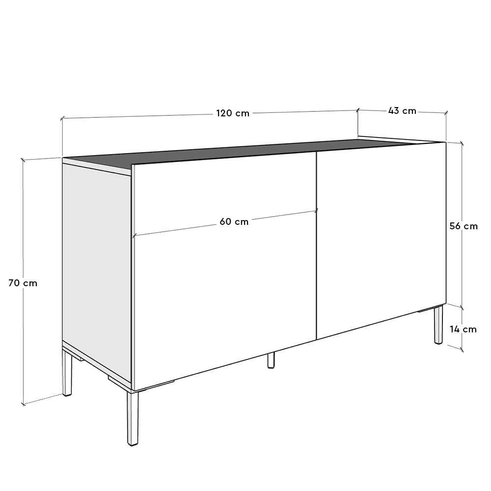 Comoda tv, Hanah Home, pal melaminat, alb diamant, 120x43x70 cm — imaginea 2