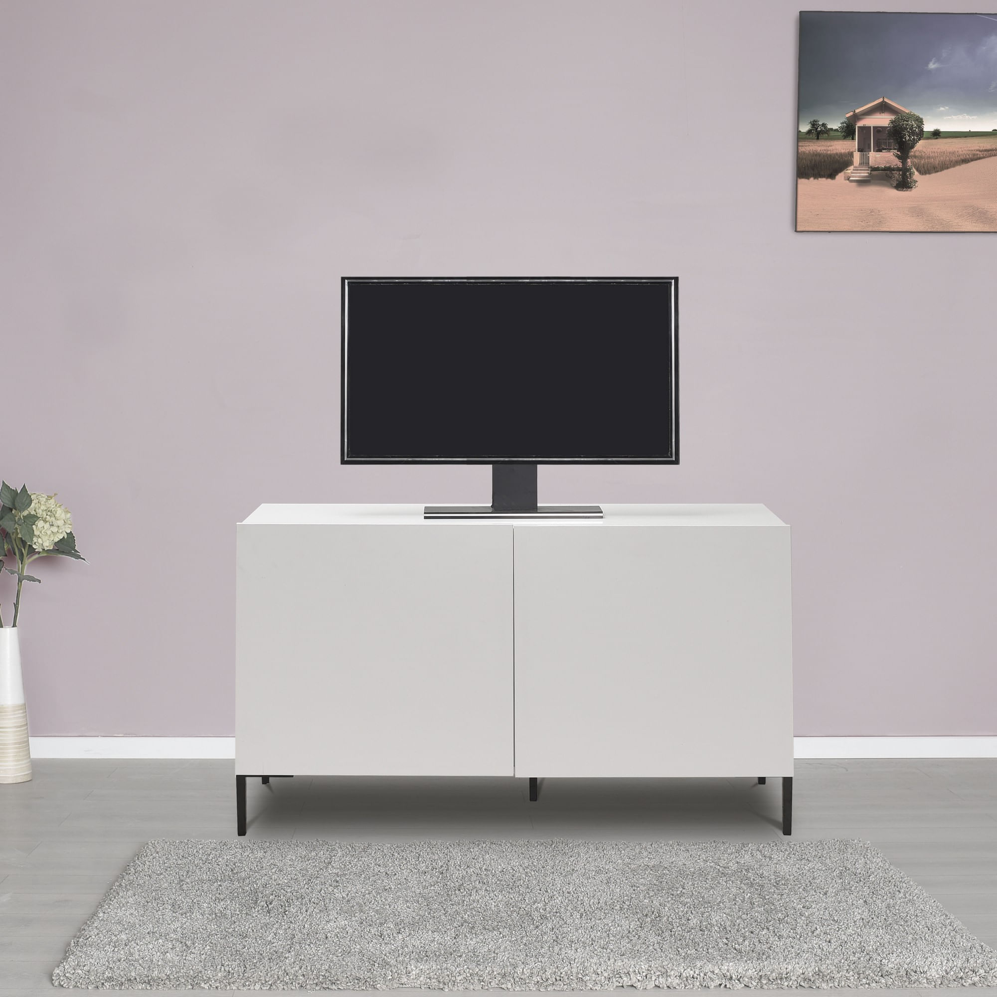 Comoda tv, Hanah Home, pal melaminat, alb diamant, 120x43x70 cm — imaginea 7
