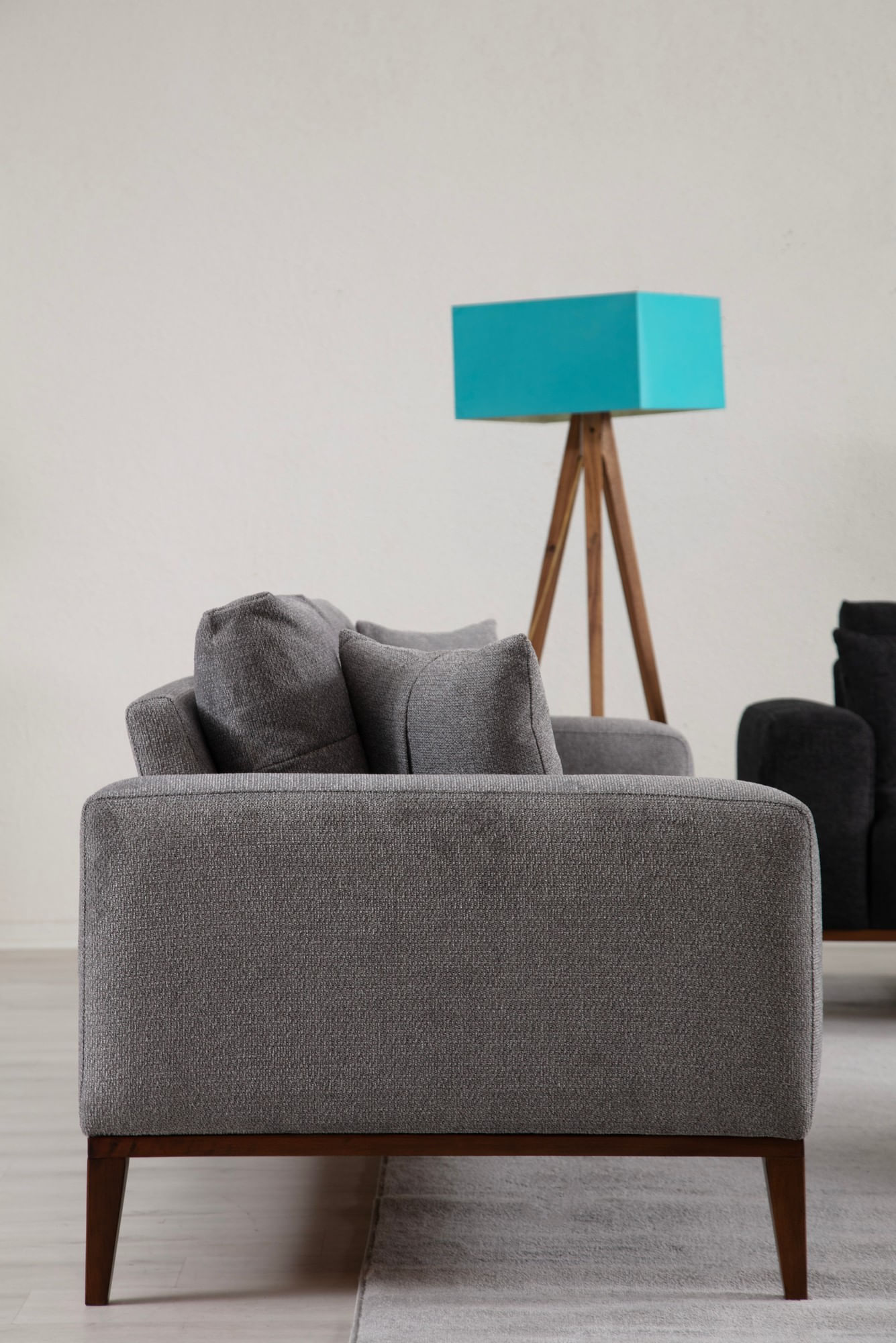 Canapea extensibila 3 locuri, Hanah Home, lemn fag si PAL, gri deschis, 225x92x75 cm — imaginea 4