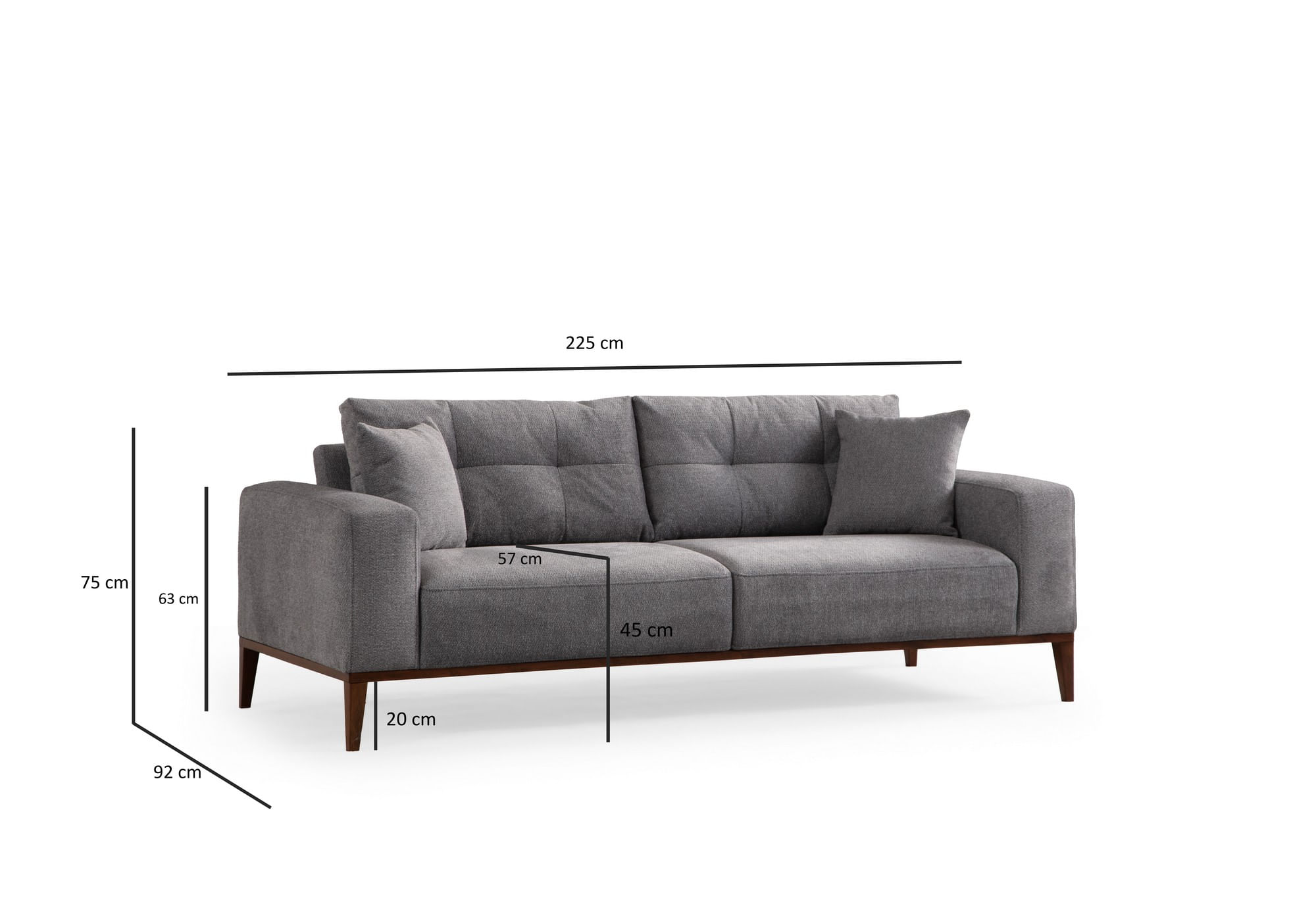 Canapea extensibila 3 locuri, Hanah Home, lemn fag si PAL, gri deschis, 225x92x75 cm — imaginea 5