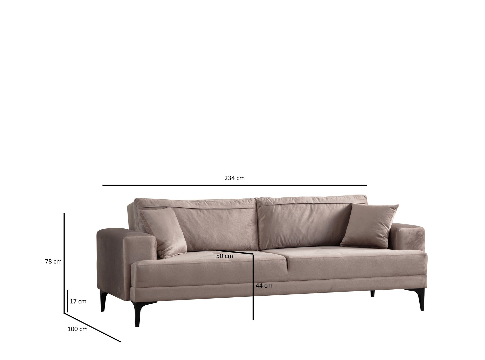 Canapea 3 locuri, Atelier Del Sofa, lemn fag, bej, 234x100x78 cm — imaginea 4
