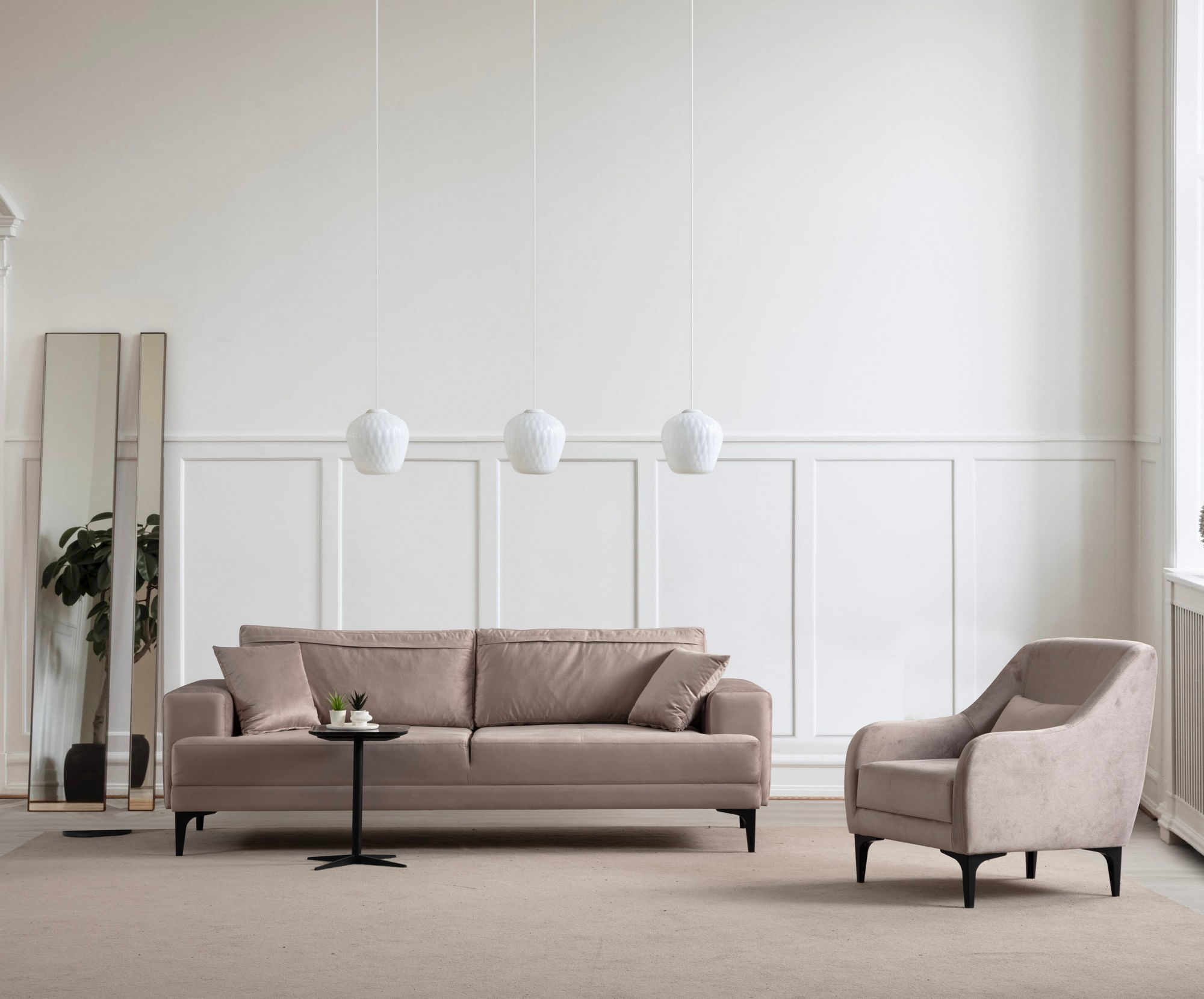 Canapea 3 locuri, Atelier Del Sofa, lemn fag, bej, 234x100x78 cm — imaginea 5