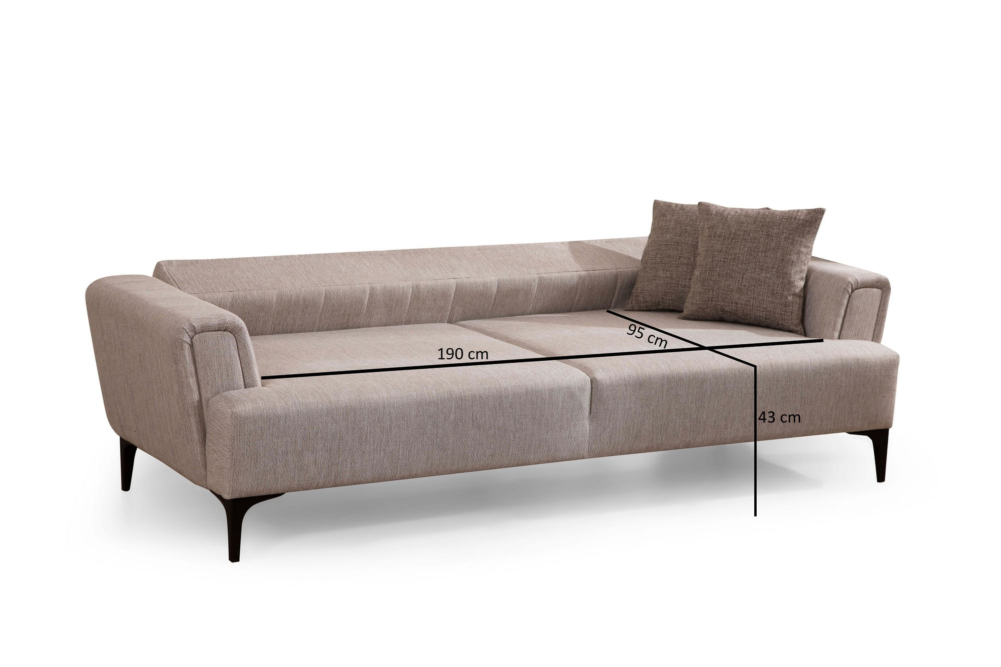 Canapea extensibila 3 locuri, Atelier Del Sofa, lemn de fag, bej, 230x95x77 cm