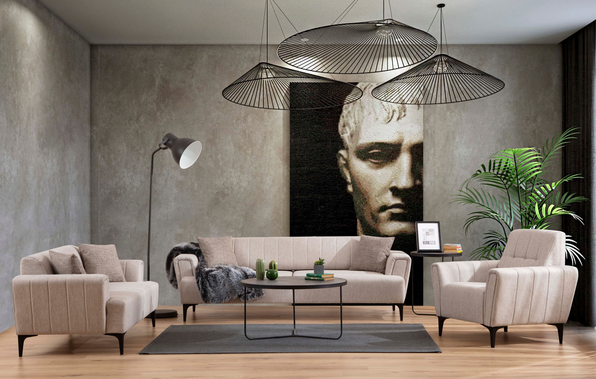 Canapea extensibila 3 locuri, Atelier Del Sofa, lemn de fag, bej, 230x95x77 cm — imaginea 9