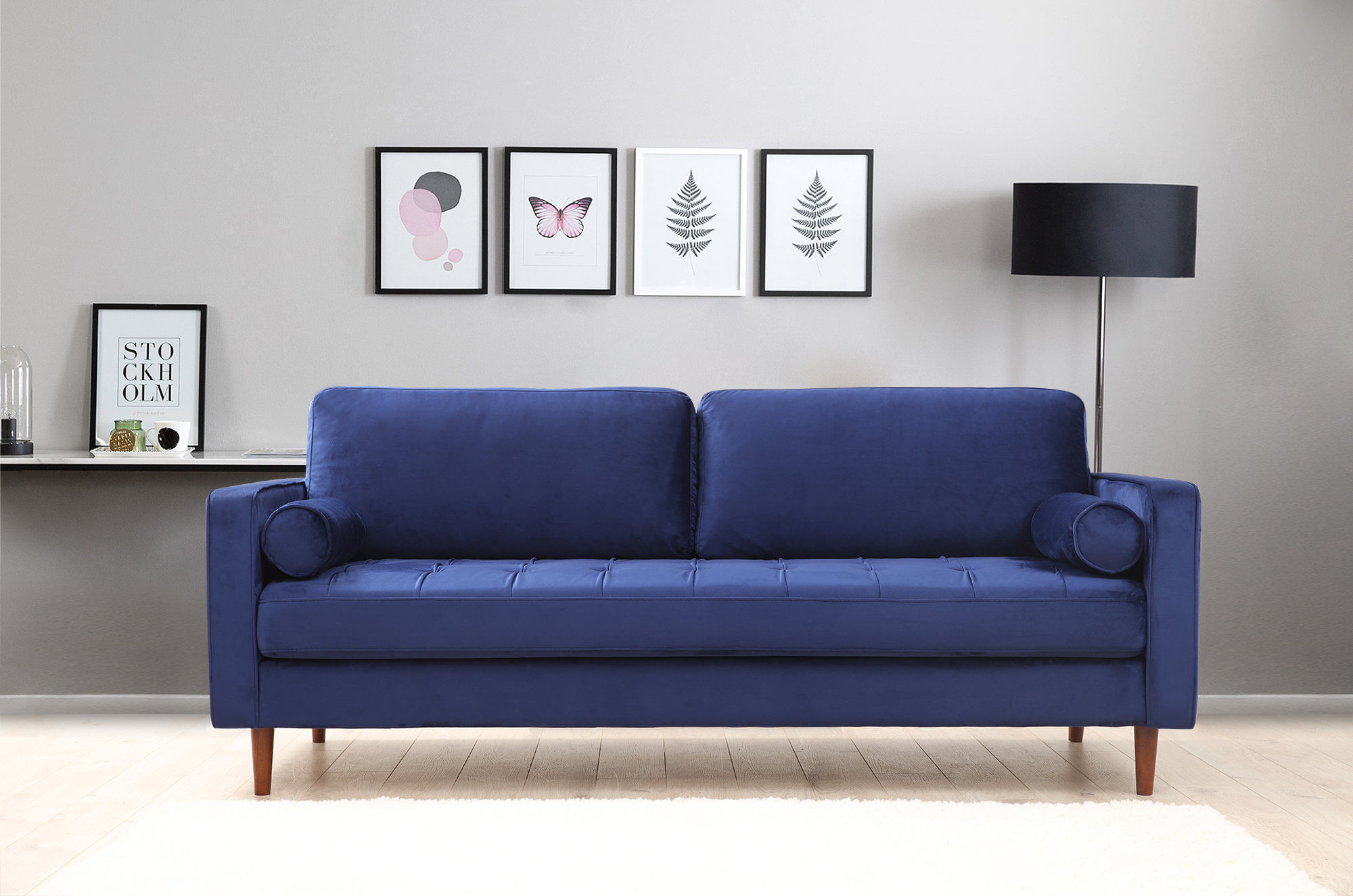Canapea 3 locuri, Atelier Del Sofa, lemn fag, albastru marin, 215x90x70 cm — imaginea 10