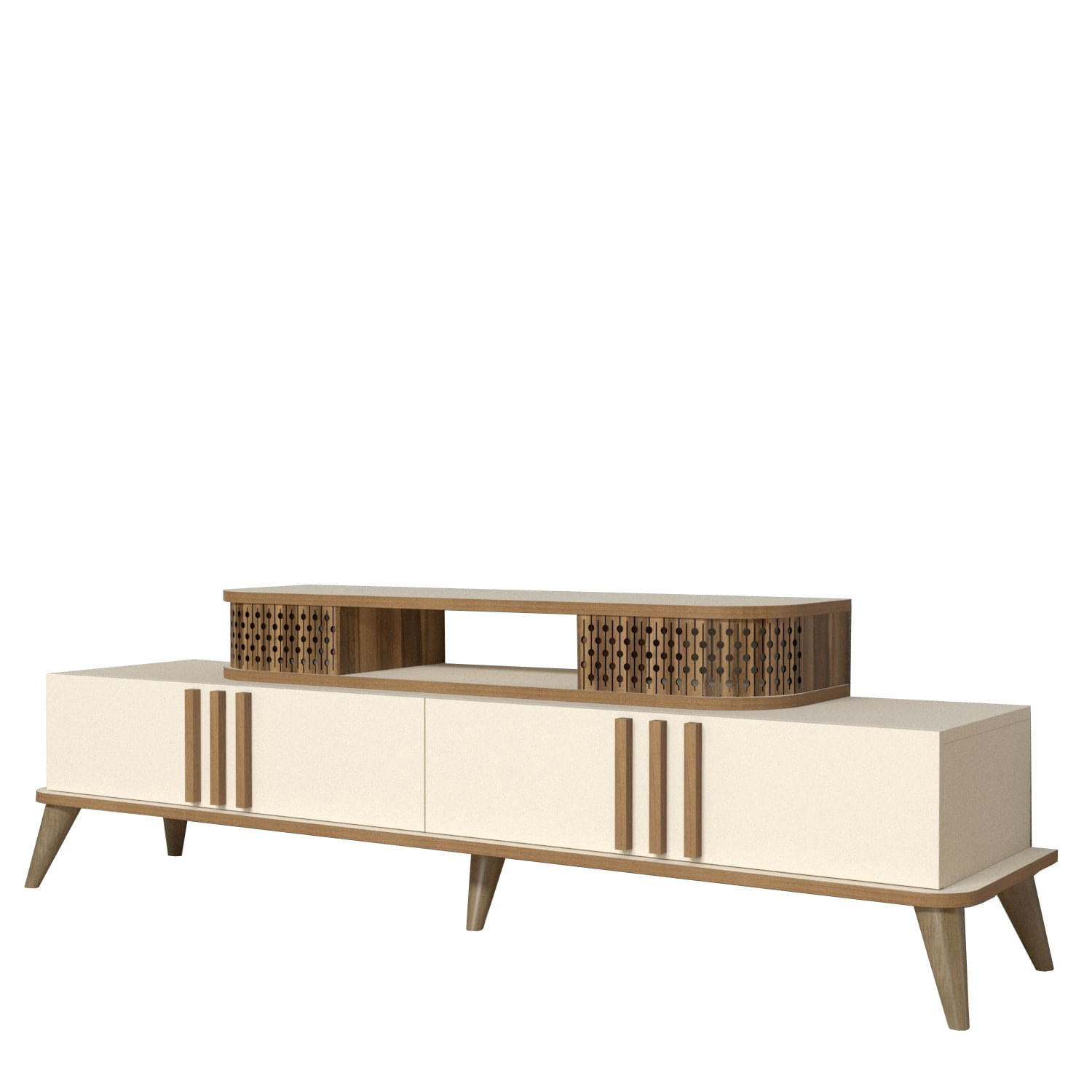 Comoda tv, Hanah Home, pal melaminat, crem, 168x51x39 cm — imaginea 4