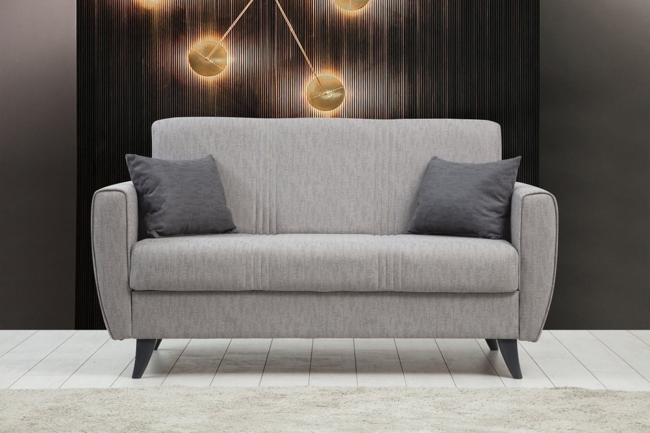 Canapea extensibila 2 locuri, Atelier Del Sofa, cadru metal/lemn, gri deschis, 153x86x77 cm — imaginea 2