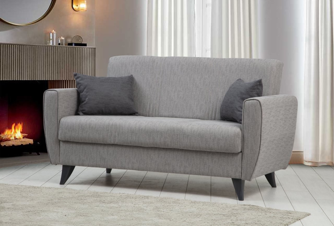 Canapea extensibila 2 locuri, Atelier Del Sofa, cadru metal/lemn, gri deschis, 153x86x77 cm — imaginea 5
