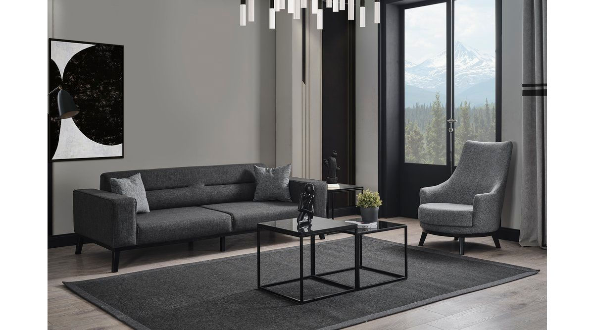 Canapea extensibila, Atelier Del Sofa, lemn fag, antracit, 222x92x74 cm — imaginea 6