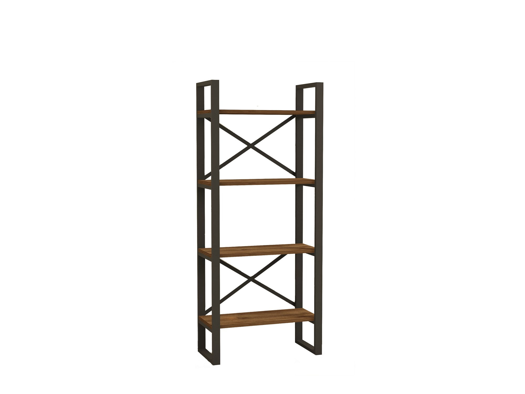 Biblioteca, Hanah Home, panou de particule melaminat, nuc, 66x32x150 cm