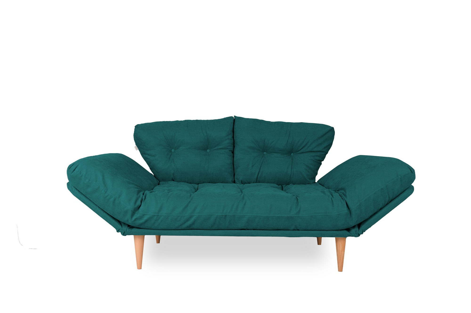 Canapea extensibila, Hanah Home, cadru metalic, stofa in, verde petrol, 190x60 cm — imaginea 4