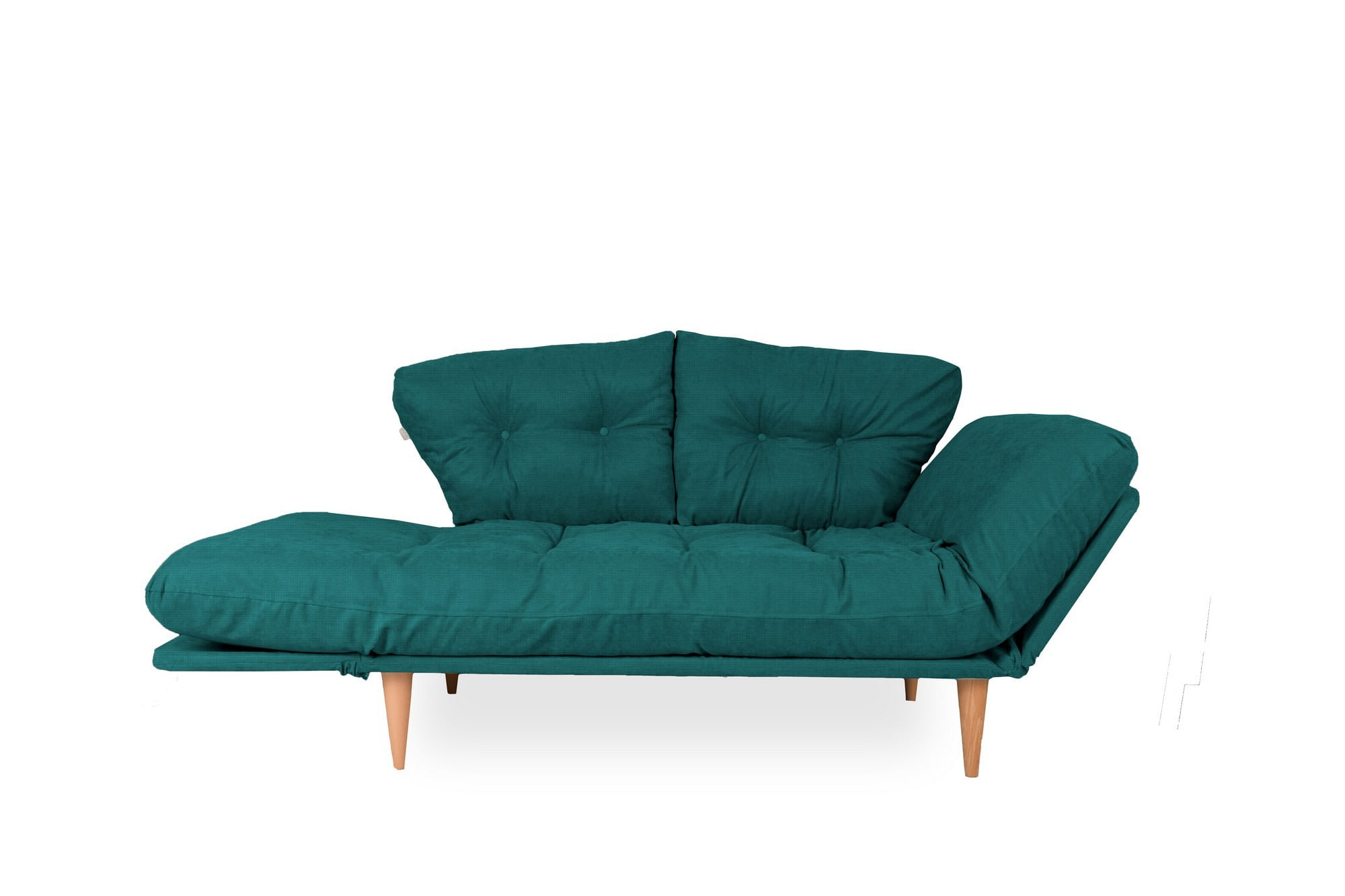 Canapea extensibila, Hanah Home, cadru metalic, stofa in, verde petrol, 190x60 cm — imaginea 9