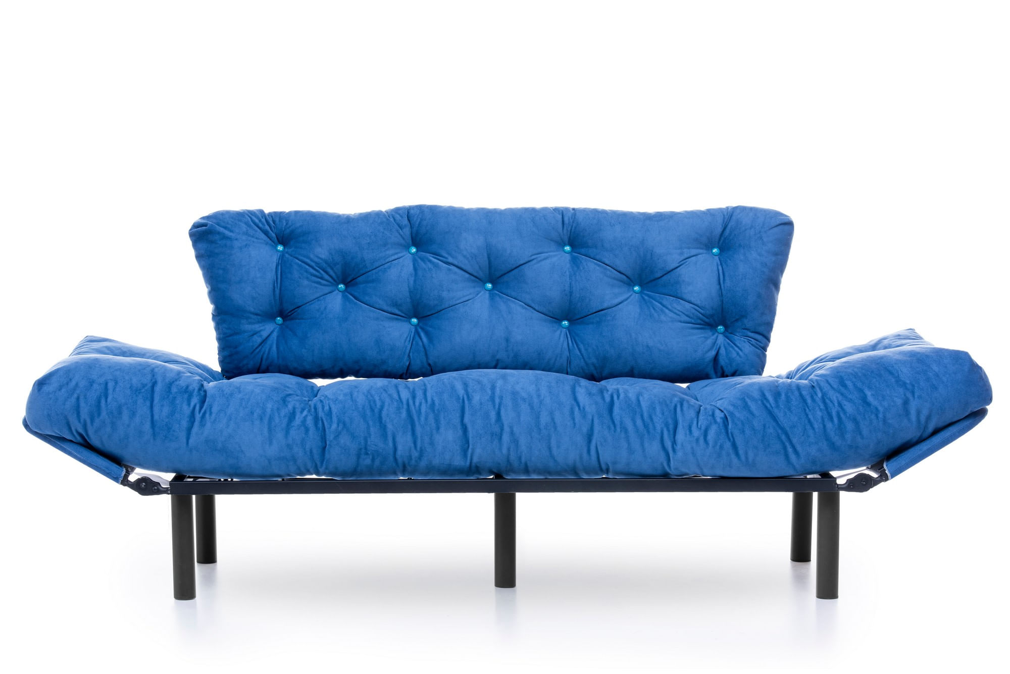 Canapea extensibila 3 locuri, Hanah Home, metal si poliester, albastru, 185x85x70 cm — imaginea 2