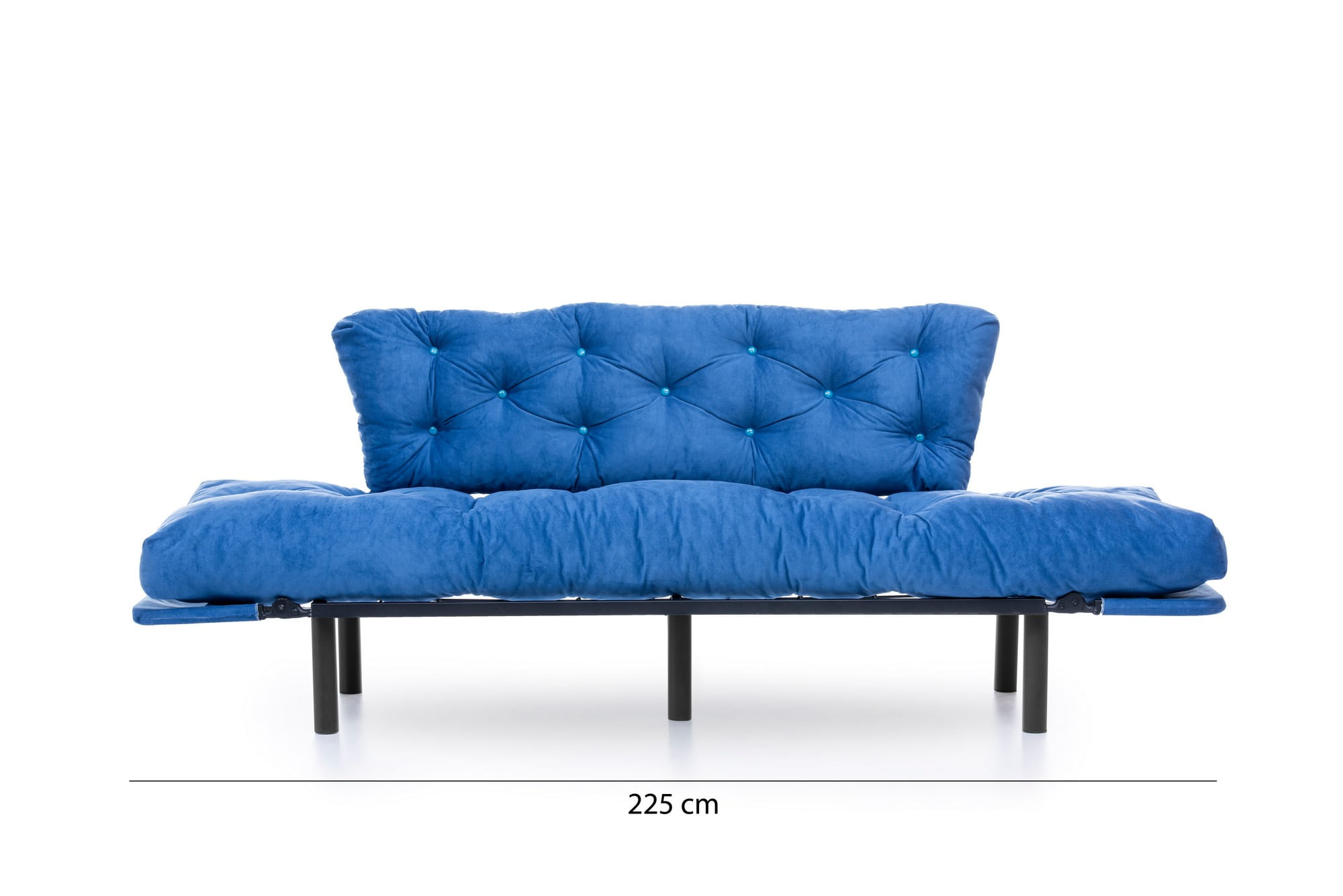 Canapea extensibila 3 locuri, Hanah Home, metal si poliester, albastru, 185x85x70 cm — imaginea 3