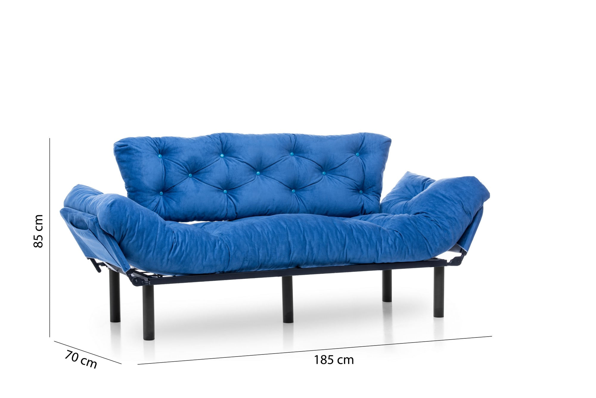 Canapea extensibila 3 locuri, Hanah Home, metal si poliester, albastru, 185x85x70 cm — imaginea 5