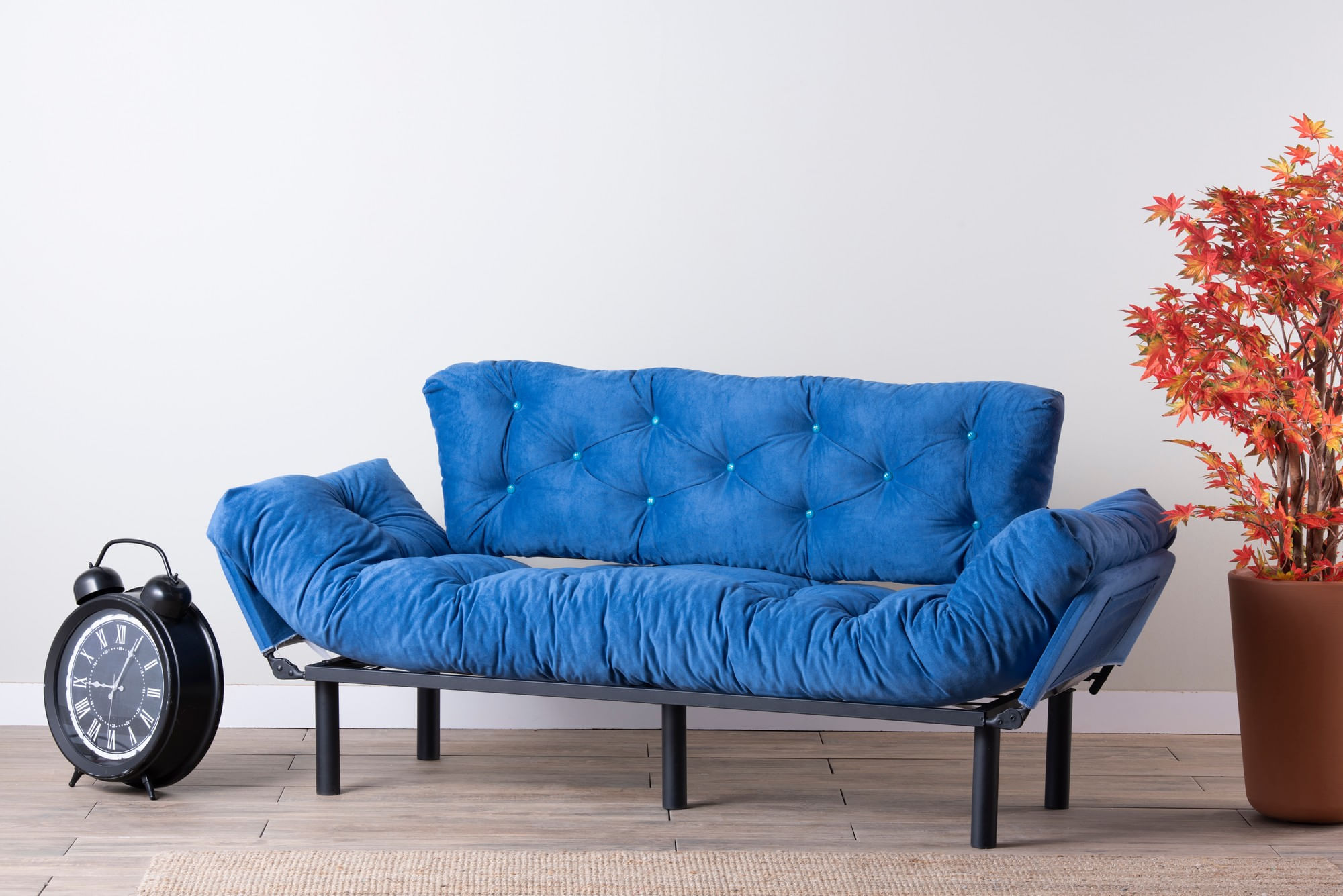 Canapea extensibila 3 locuri, Hanah Home, metal si poliester, albastru, 185x85x70 cm — imaginea 7