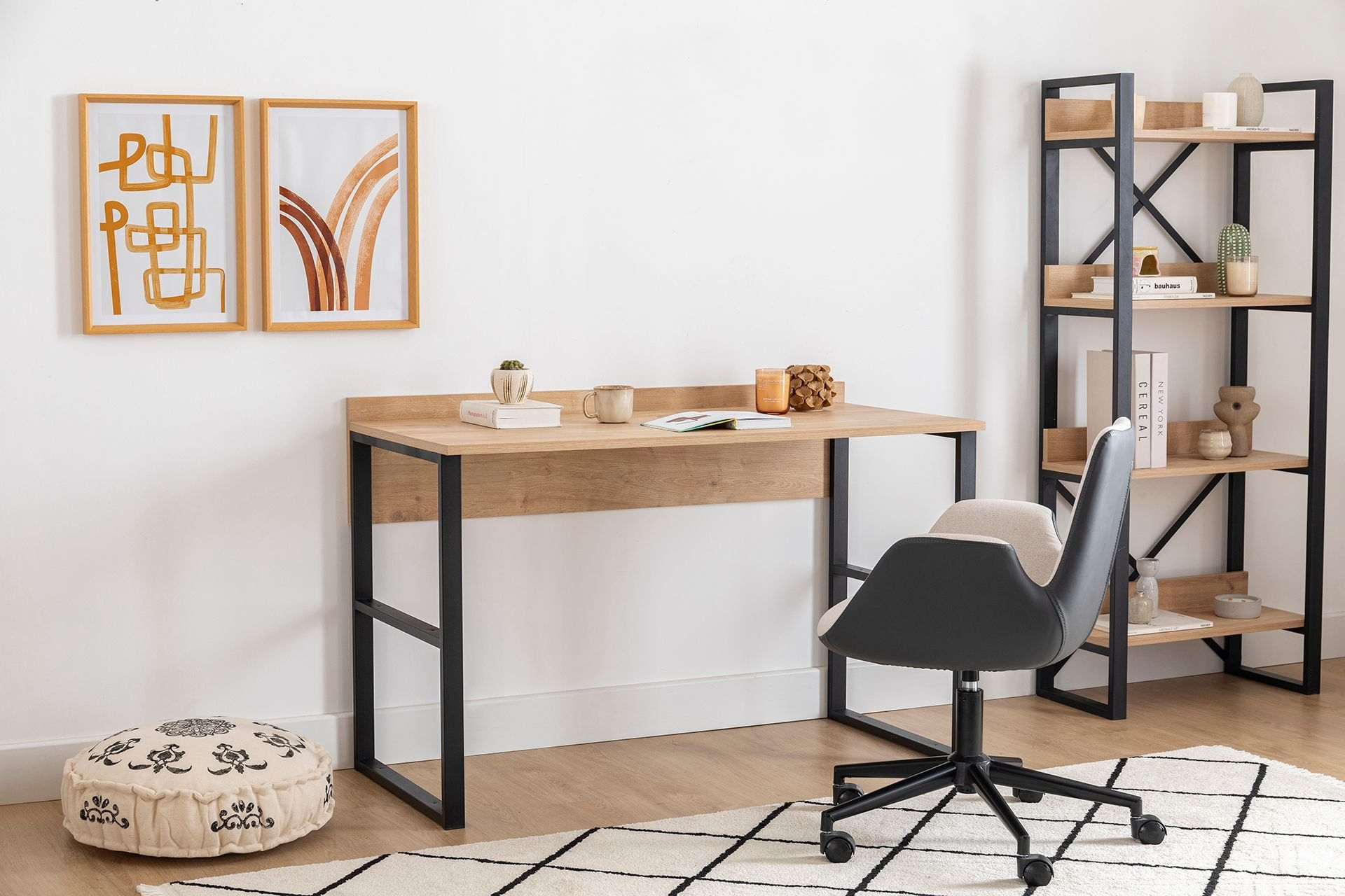 Birou de studiu, Hanah Home, pal melaminat, safir negru, 120x60x75 cm — imaginea 4