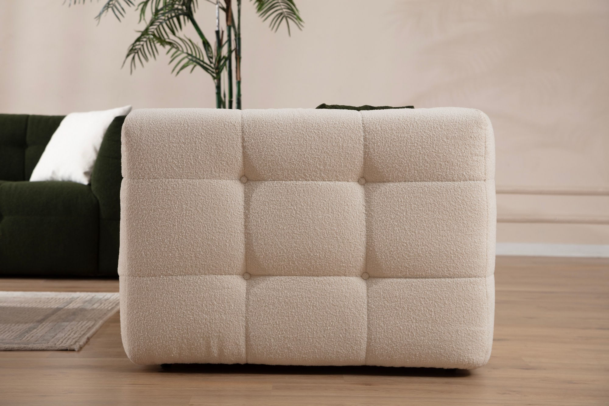 Canapea 3 locuri, Hanah Home, lemn fag si pal, bej, 235x100x72 cm — imaginea 4