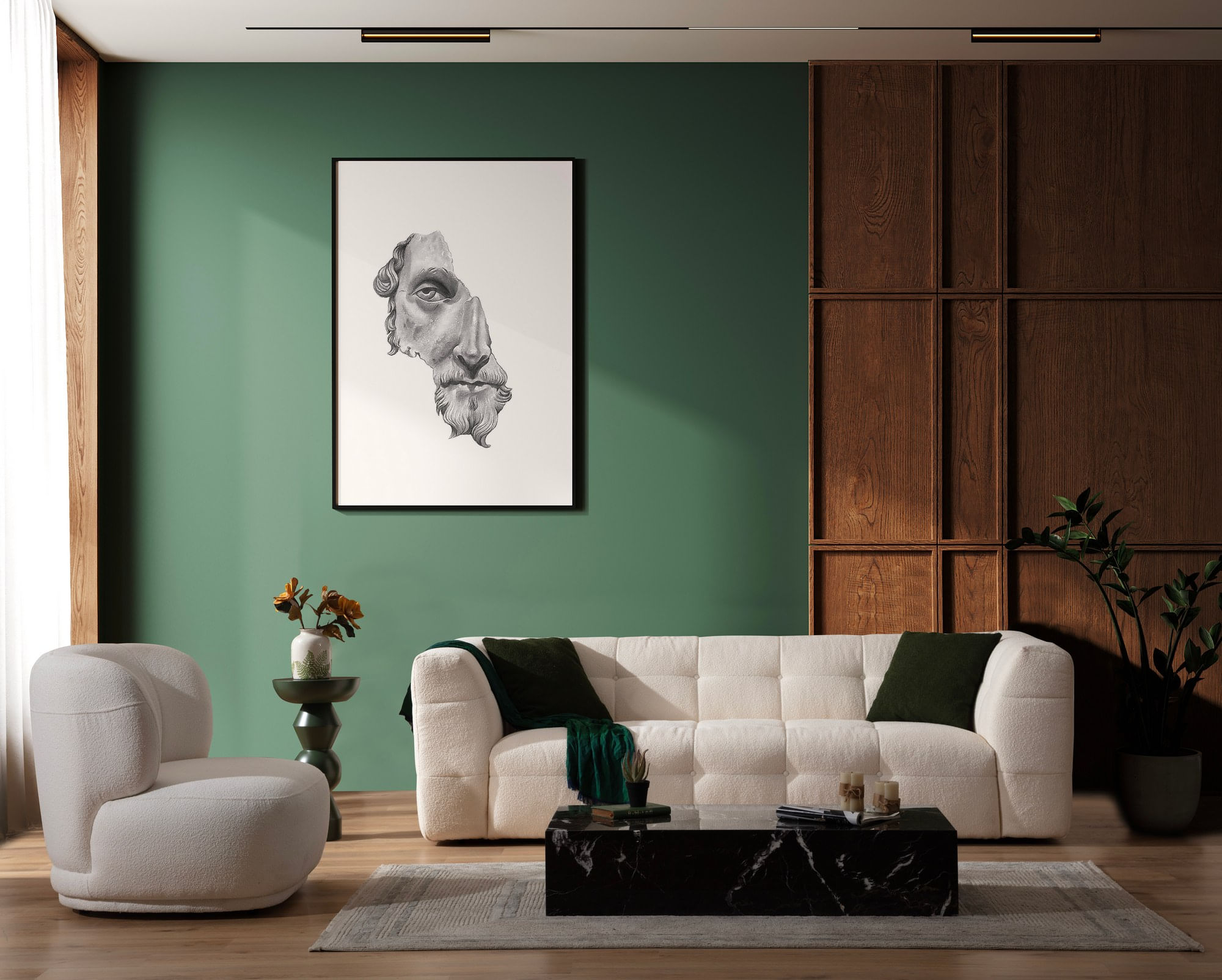 Canapea 3 locuri, Hanah Home, lemn fag si pal, bej, 235x100x72 cm — imaginea 6