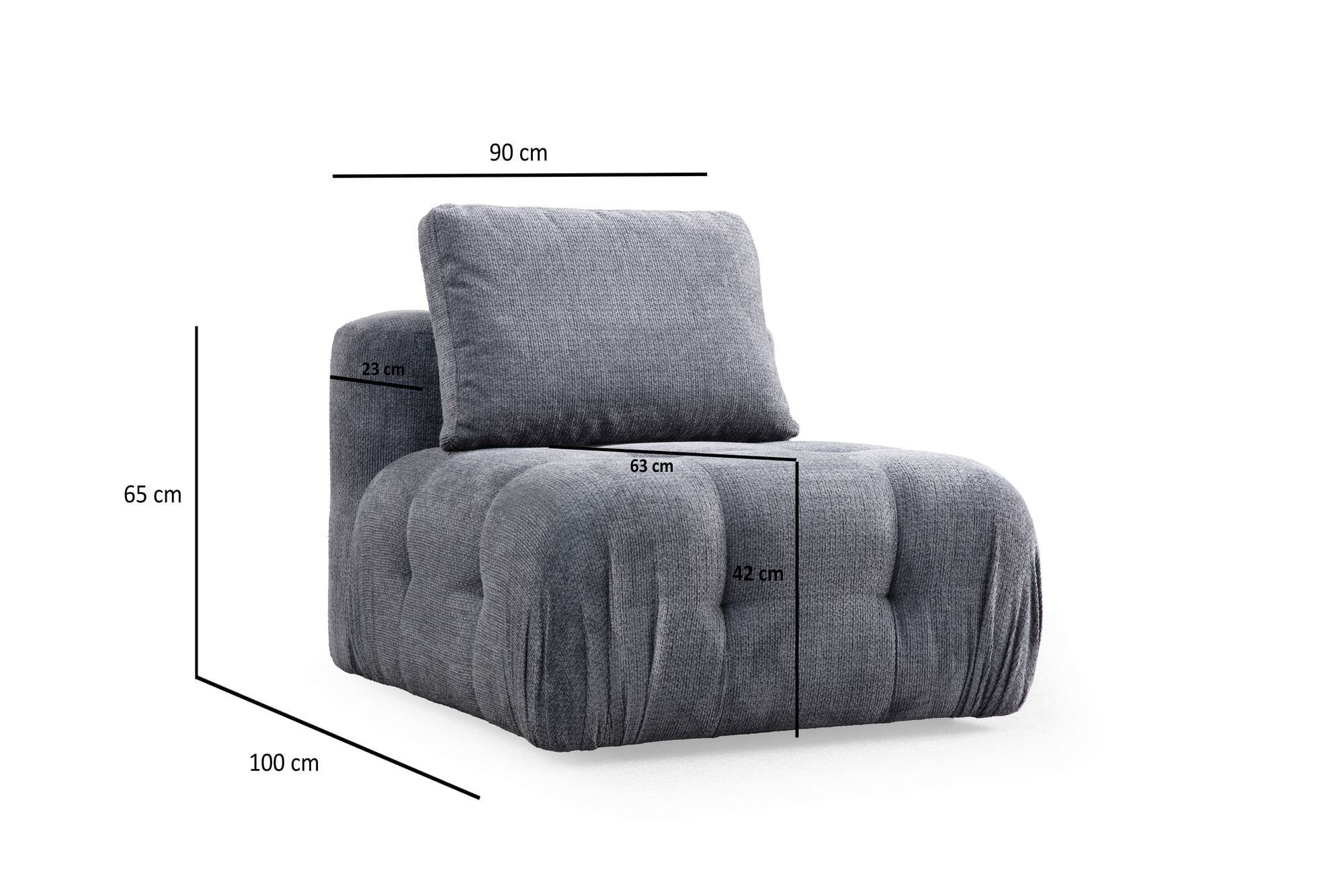 Canapea 3 locuri, Atelier Del Sofa, poliester, gri, 290x100x65 cm — imaginea 4