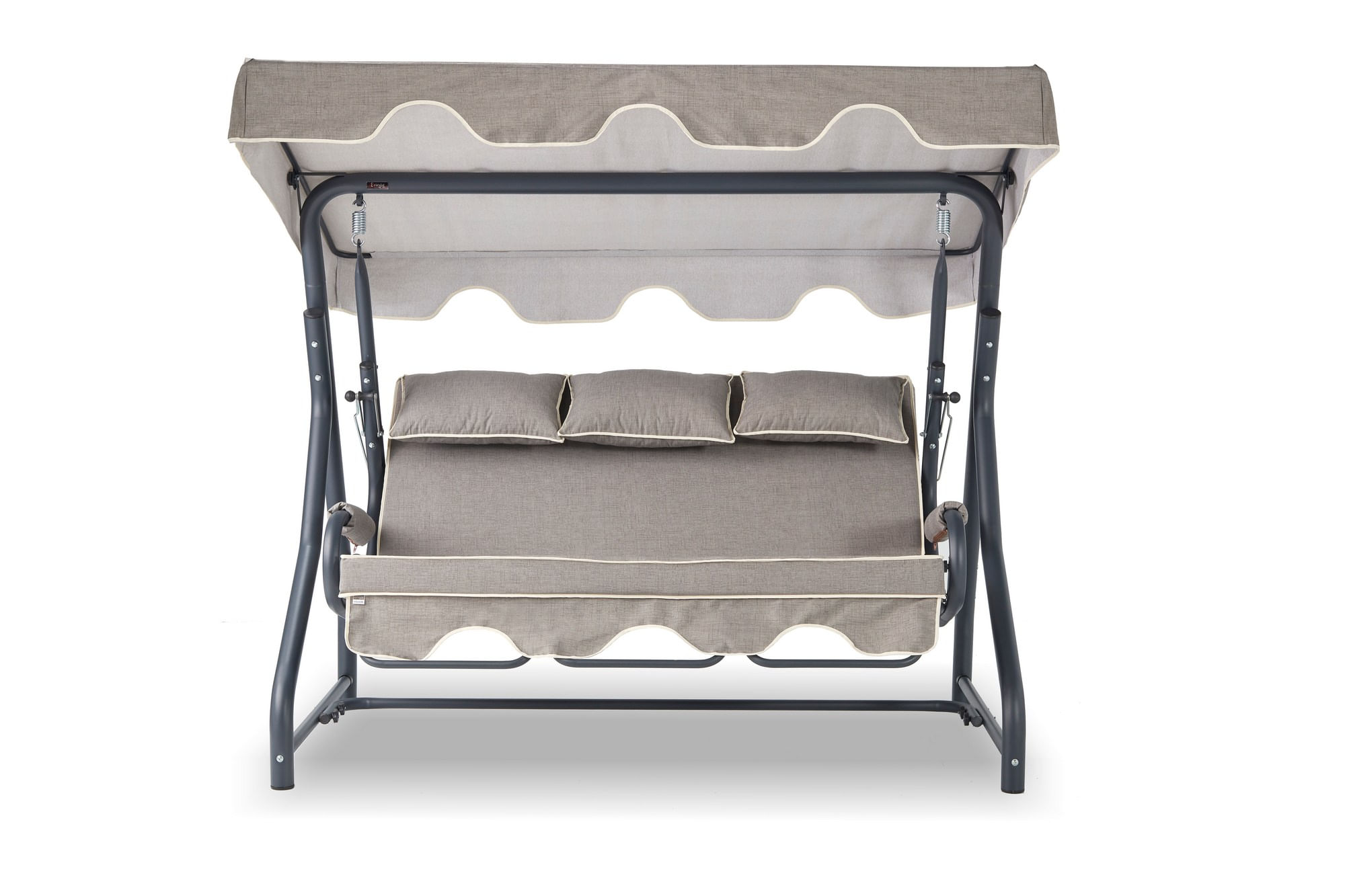 Balansoar de gradina triplu, Hanah Home, metal, antracit si gri, 200x165x110 cm