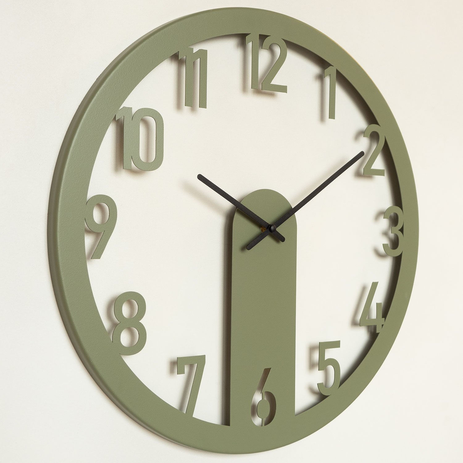 Ceas de perete decorativ, Wallxpert, otel, verde, 48x48 cm