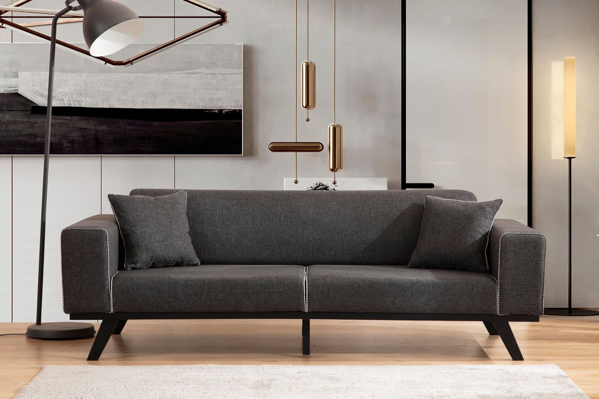 Canapea extensibila, Atelier Del Sofa, 3 locuri, poliester, antracit, 222x92x77 cm — imaginea 2