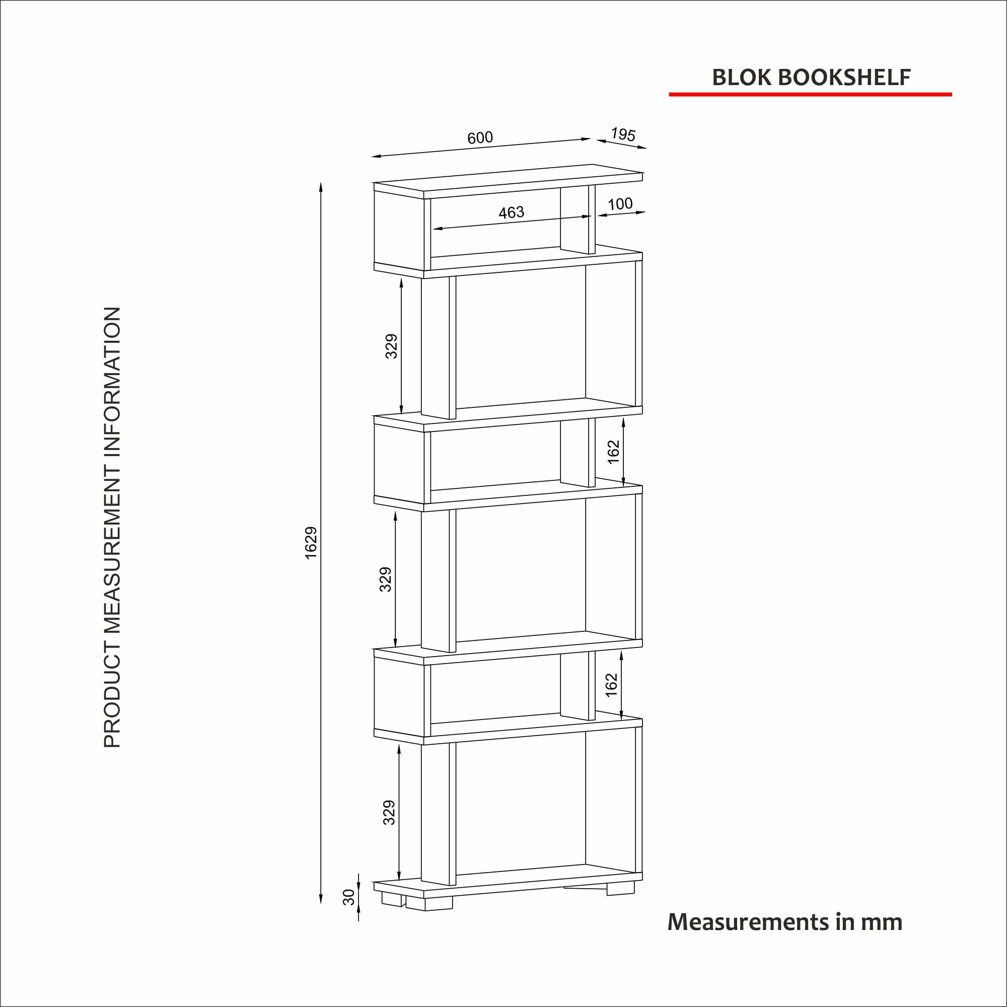 Biblioteca, Hanah Home, pal melaminat, travertin, 60x19.5x165 cm