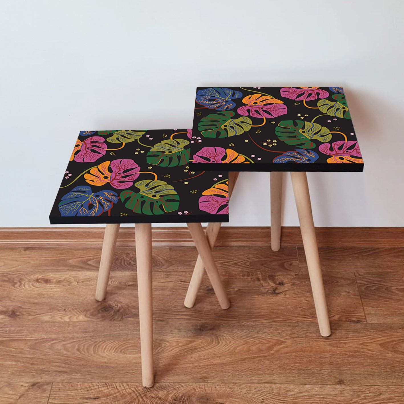 Set masute de cafea cuib, Hanah Home, mdf, multicolor, 35x35x47 cm, 2 piese, 481LNA2360