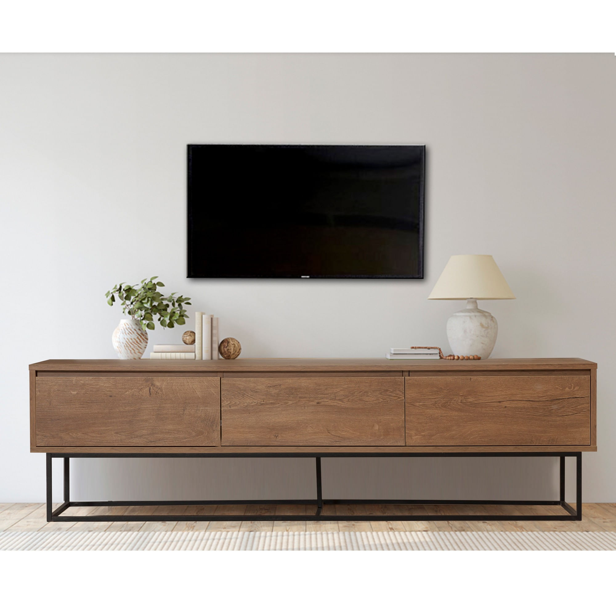 Comoda tv, Hanah Home, pal melaminat, nuc si negru, 180x40x50 cm, 863SPH5106 — imaginea 6