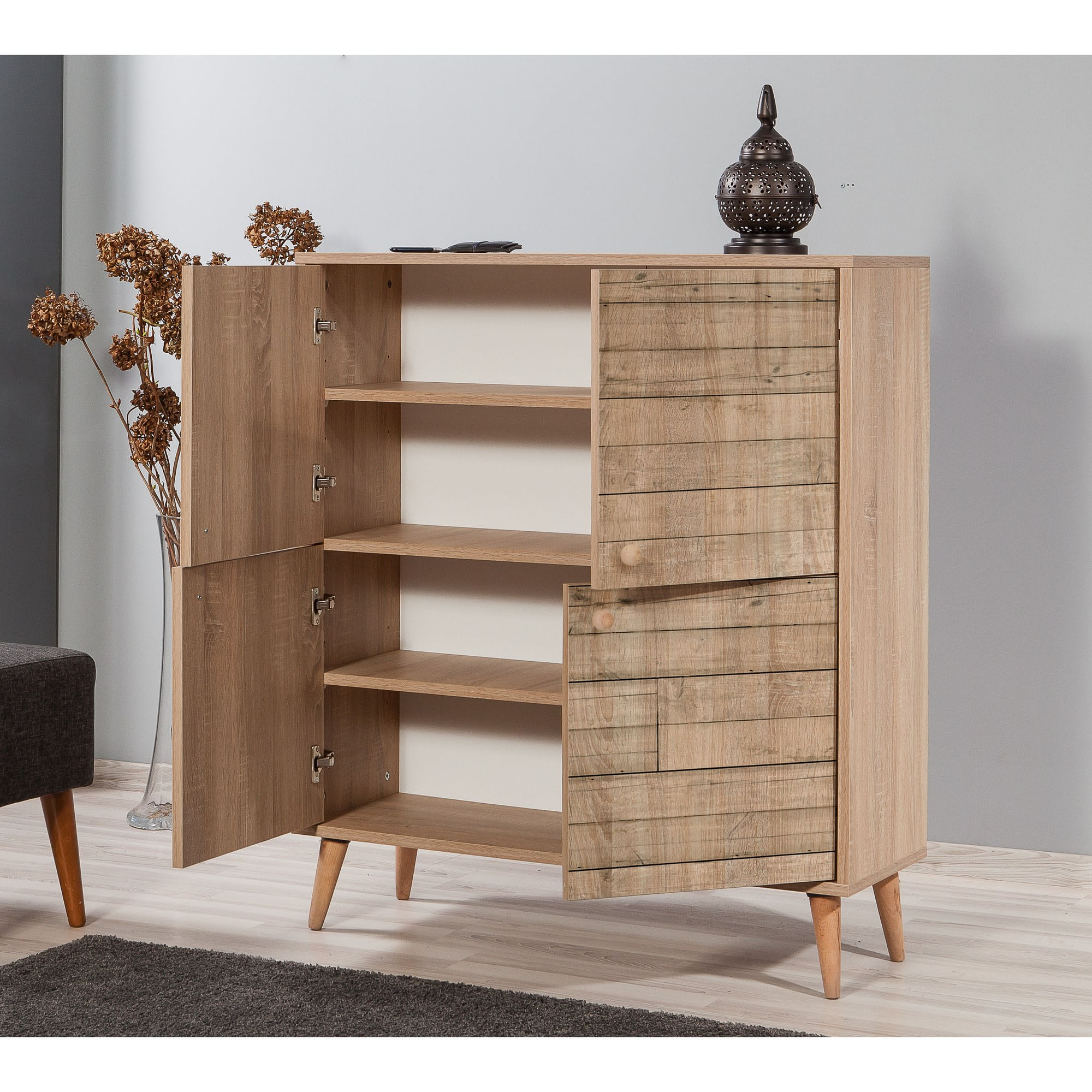Dulap multifunctional, Hanah Home, pal melaminat, stejar sonoma, 95x36x111 cm, 863SPH3933 — imaginea 8