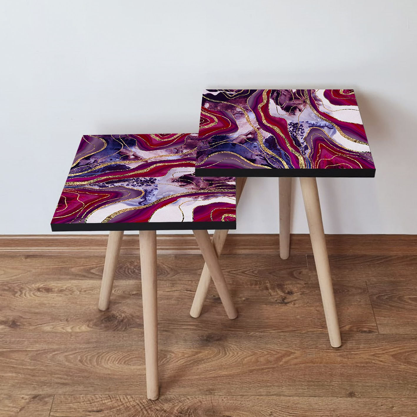 Set masute de cafea, Hanah Home, mdf, multicolor, 35x47x35 cm, 2 piese, 481LNA2480
