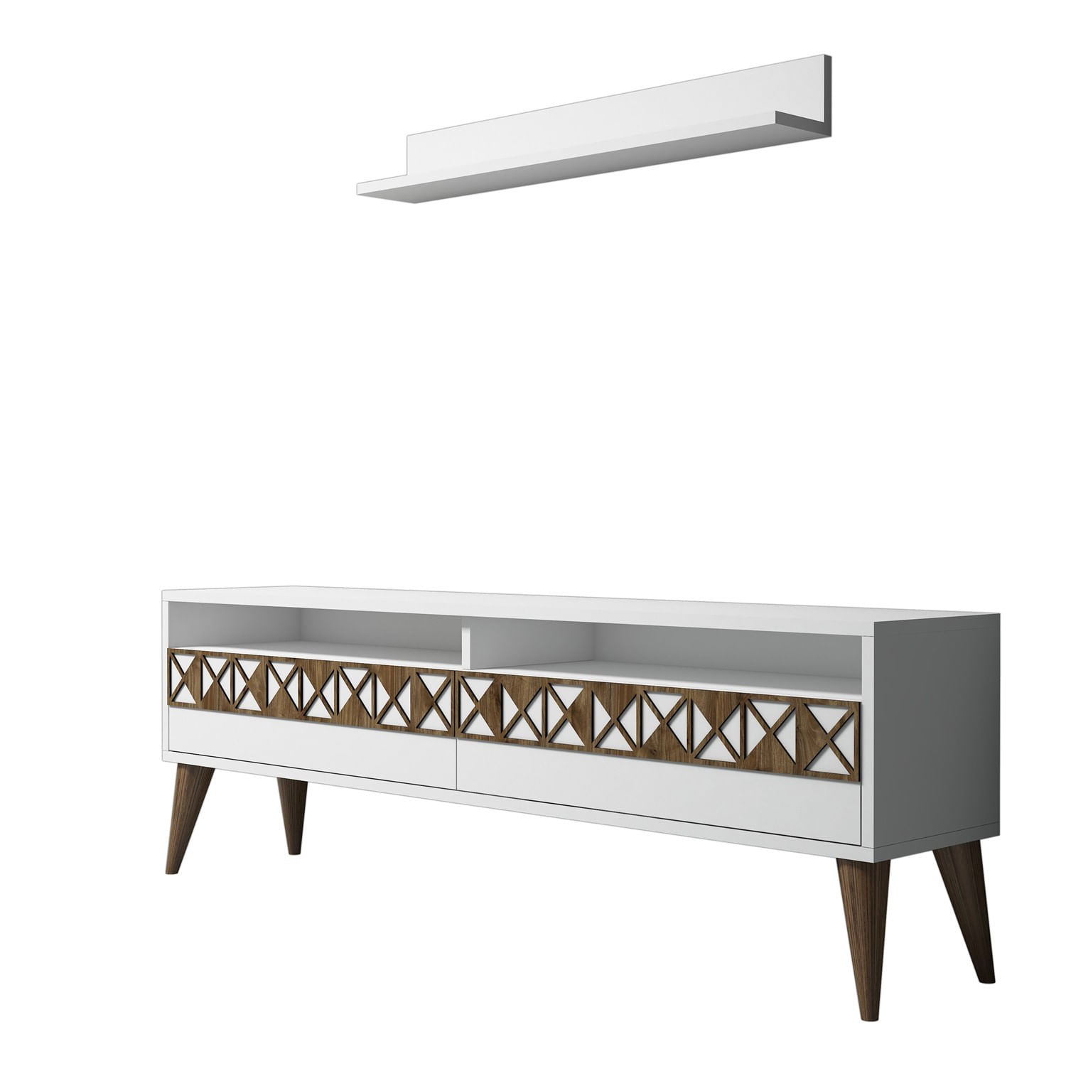 Comoda tv, Hanah Home, pal melaminat, alb, 150x50x30 cm, 845HCT3082 — imaginea 4