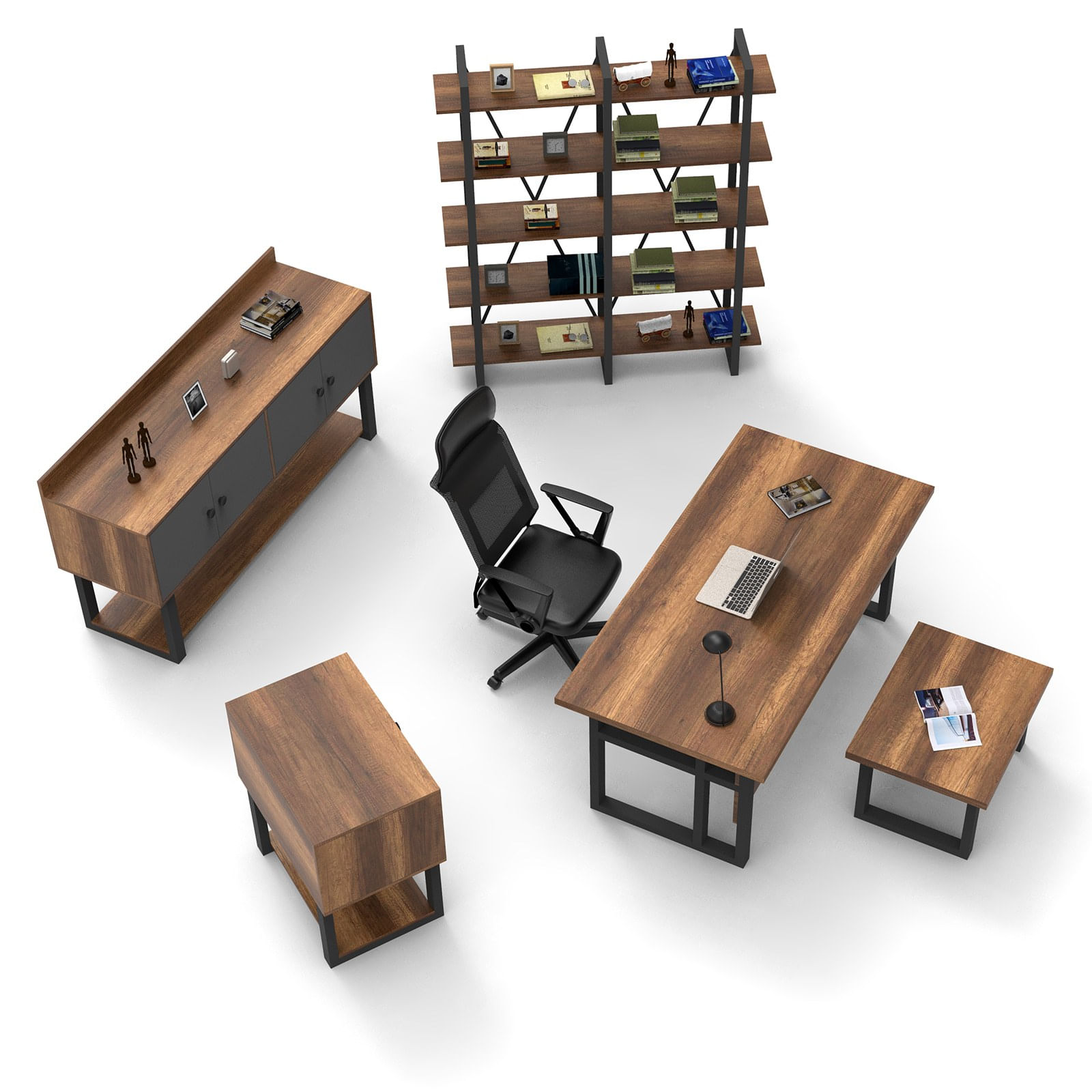 Set mobilier birou, Hanah Home, pal melaminat, baroc si antracit, 956LCS3416 — imaginea 4