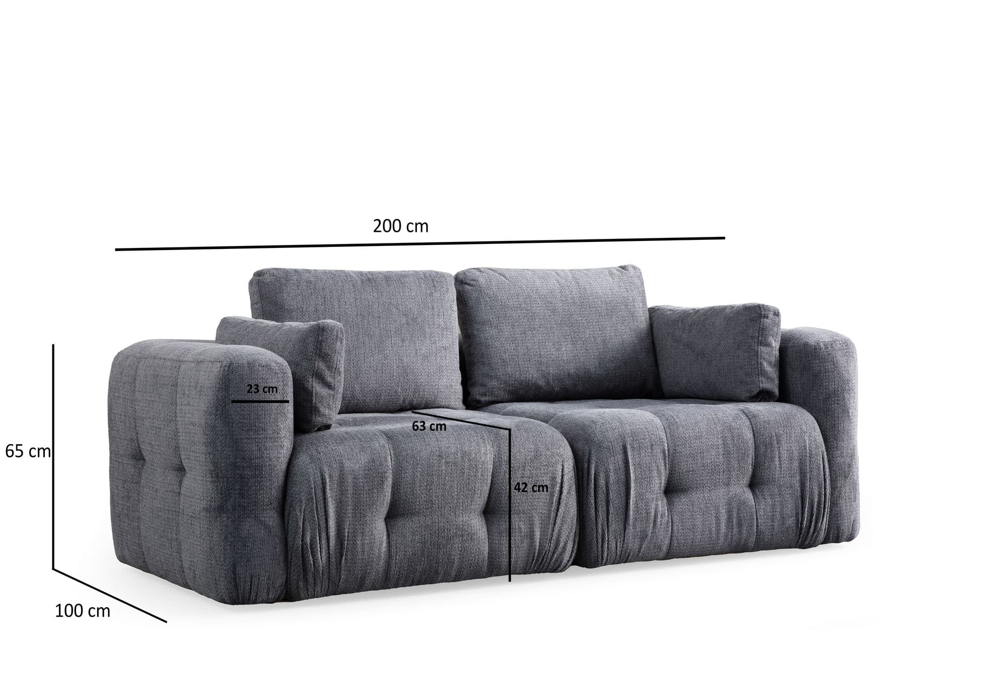 Canapea 2 locuri, Atelier Del Sofa, lemn fag si pal, gri, 300x120x65 cm — imaginea 5
