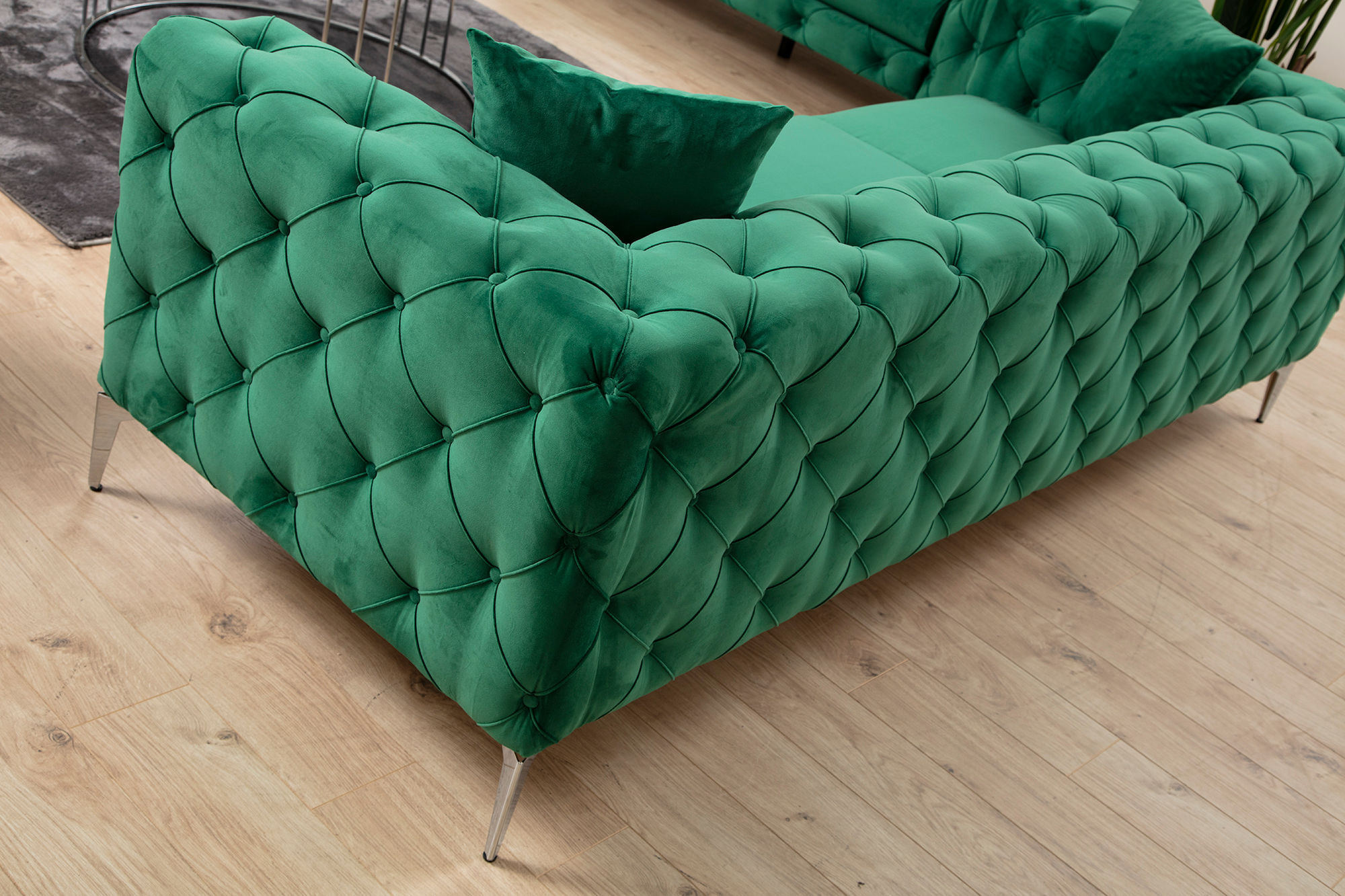 Canapea 3 locuri, Hanah Home, lemn fag si pal, verde, 237x90x70 cm — imaginea 6