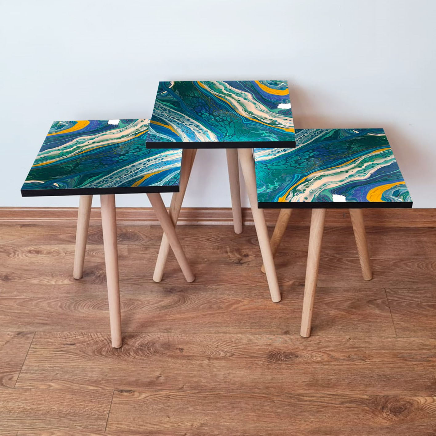 Set masute de cafea, Hanah Home, mdf, multicolor, 35x35x52 cm, 481LNA2909