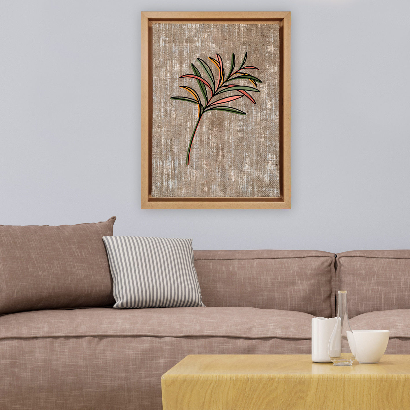 Tablou decorativ, Wallxpert, iuta, multicolor, 36x46 cm, rama lemn, 312LEA2332