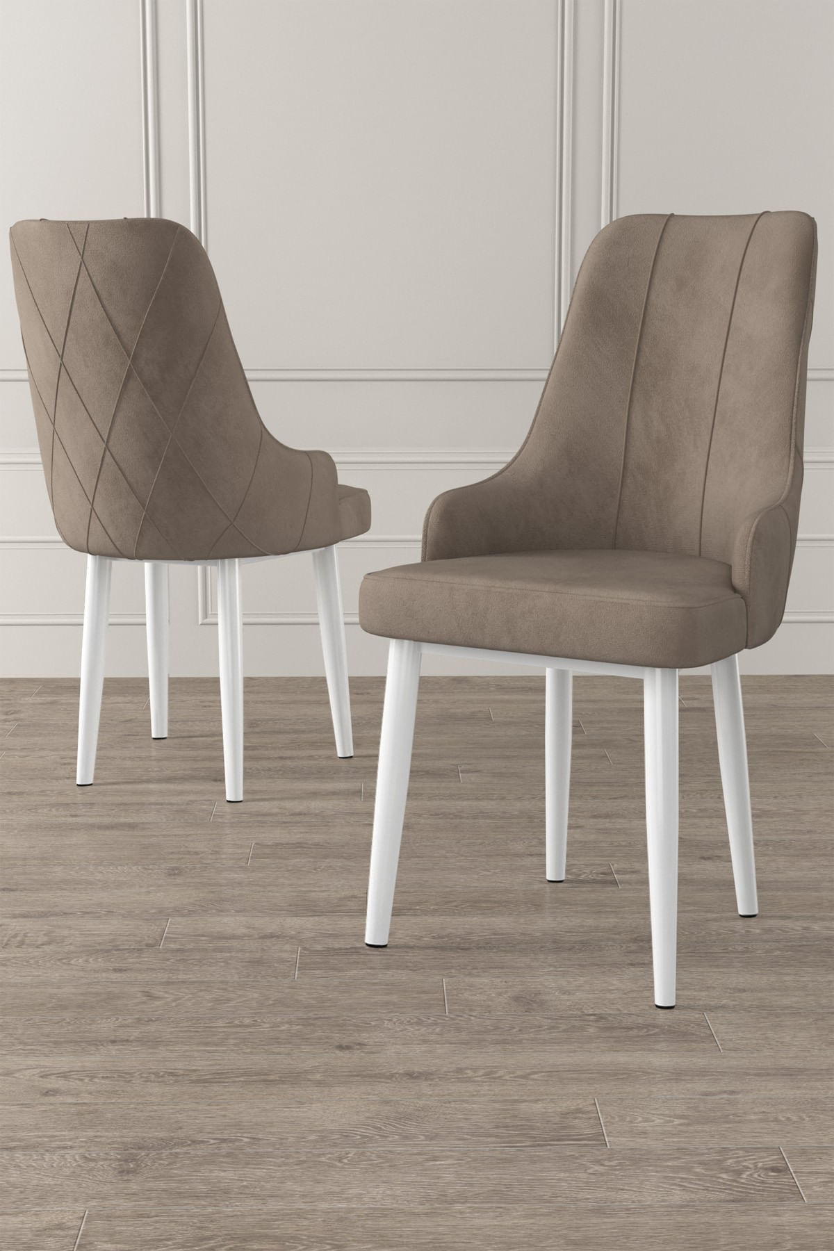 Set scaune, Hanah Home, metal, cappuccino si alb, 46x42x95 cm, 240CHR1648