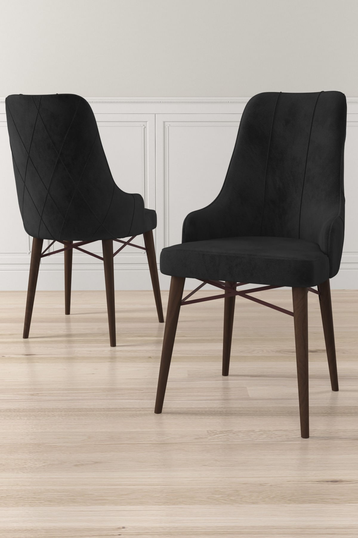 Set scaune, Hanah Home, metal, negru maro, 46x42x95 cm, 240CHR1706 — imaginea 3