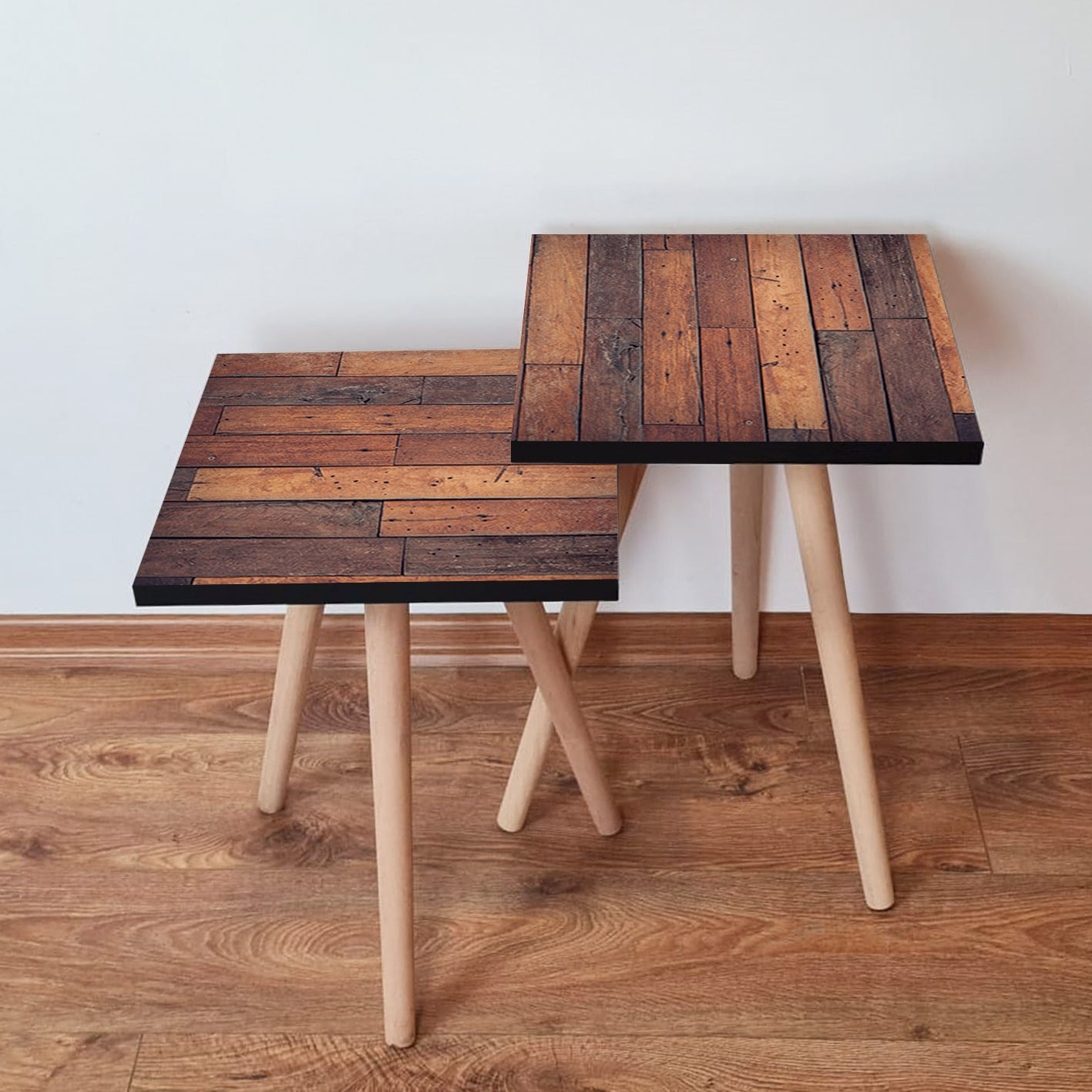 Set masute de cafea, Hanah Home, mdf, maro, 35x47x35 cm, 35x42x35 cm, 481LNA2601