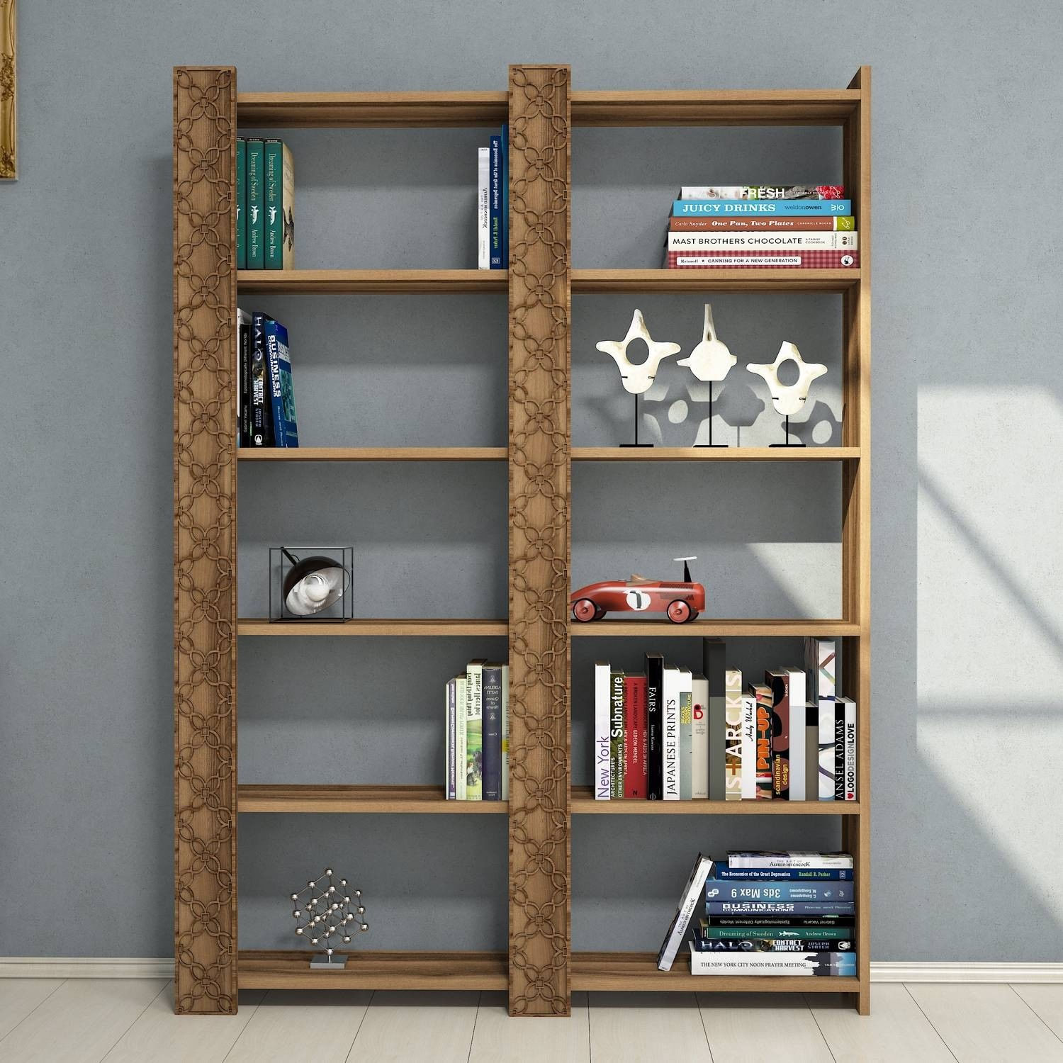 Biblioteca, Hanah Home, pal melaminat, nuc, 124.6x24.2x170 cm
