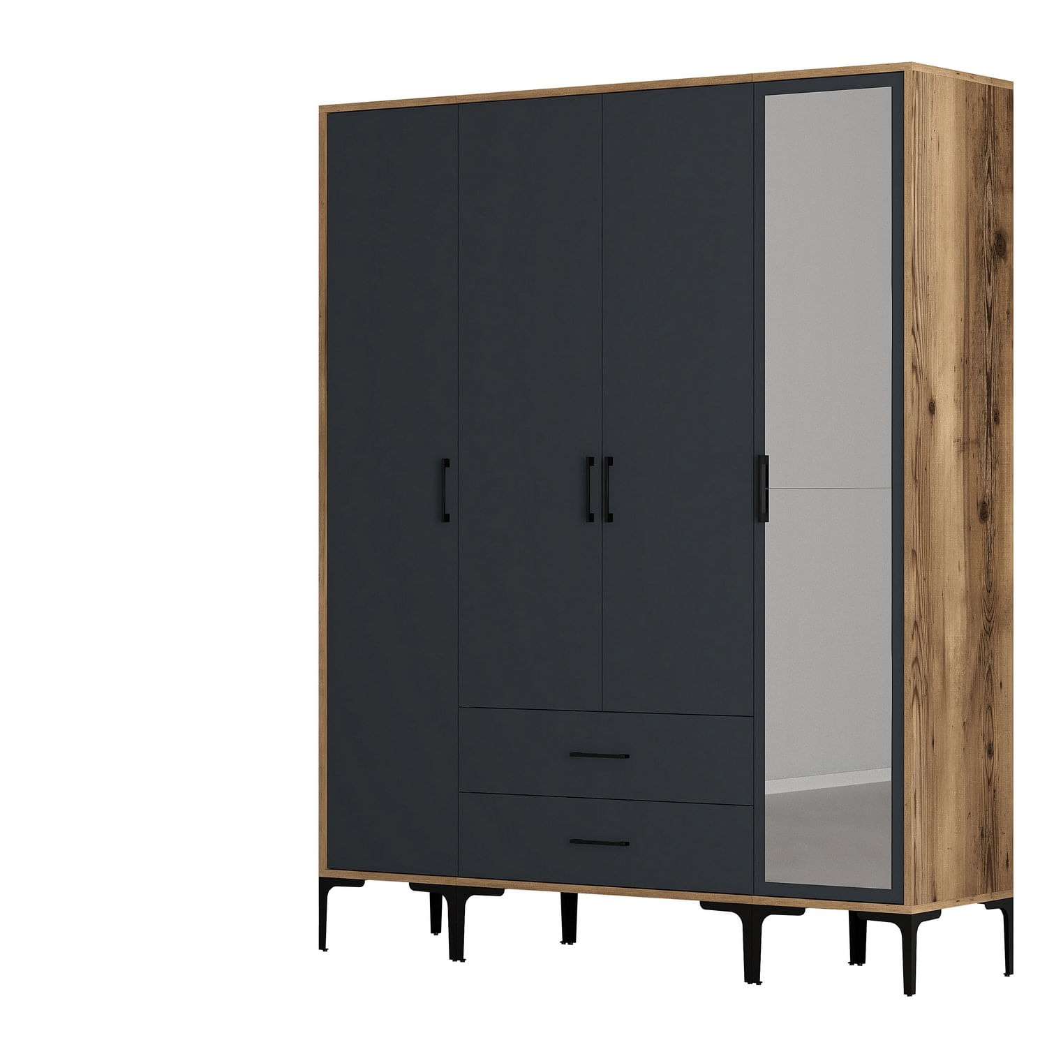 Sifonier, Hanah Home, pal melaminat, nuc si antracit, 160x47.5x201.4 cm, 845HCT5494 — imaginea 3