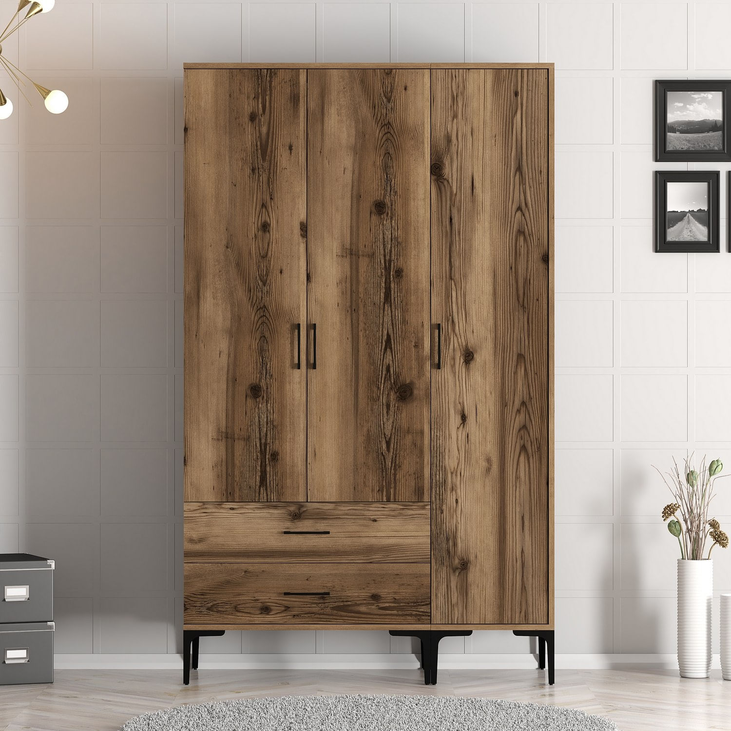 Sifonier, Hanah Home, pal melaminat, nuc, 120x47.5x201.4 cm, 845HCT5462 — imaginea 3
