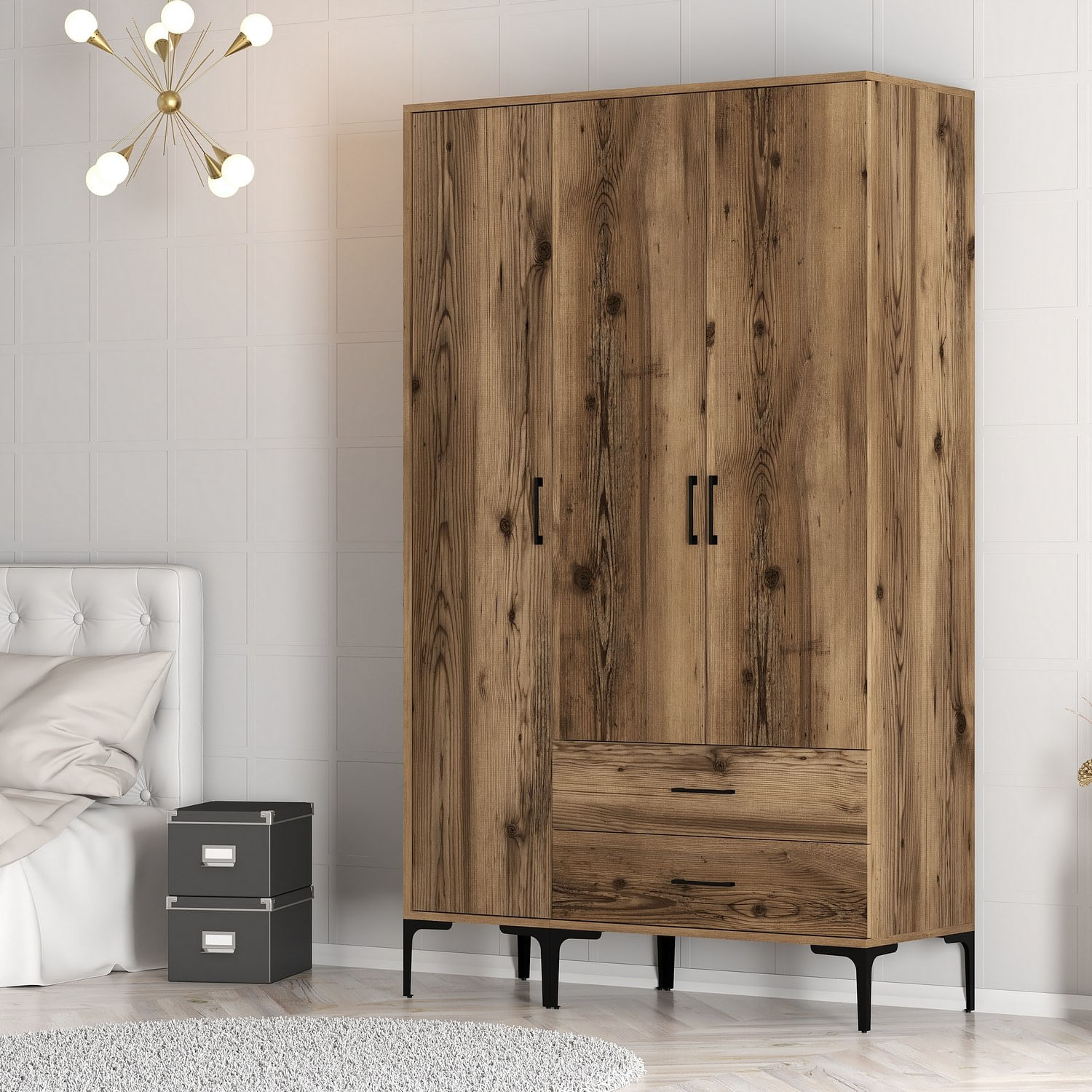 Sifonier, Hanah Home, pal melaminat, nuc, 120x47.5x201.4 cm, 845HCT5462 — imaginea 6