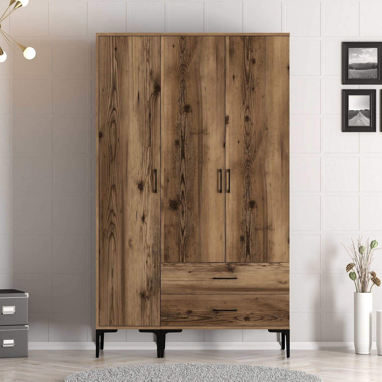 Sifonier, Hanah Home, pal melaminat, nuc, 120x47.5x201.4 cm, 845HCT5462 — imaginea 7