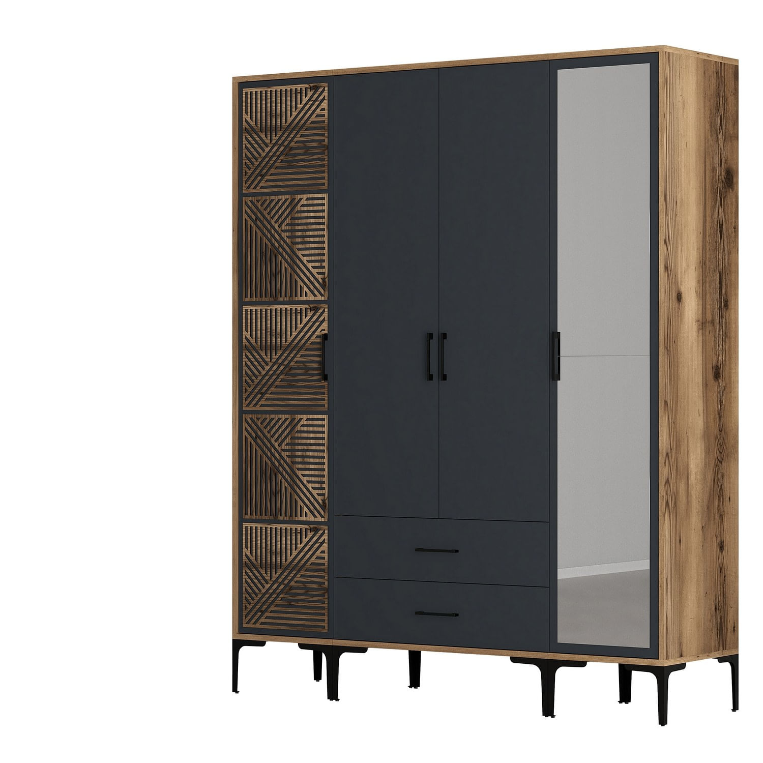 Sifonier, Hanah Home, pal melaminat, nuc si antracit, 160x47.5x201.4 cm, 845HCT5464 — imaginea 3